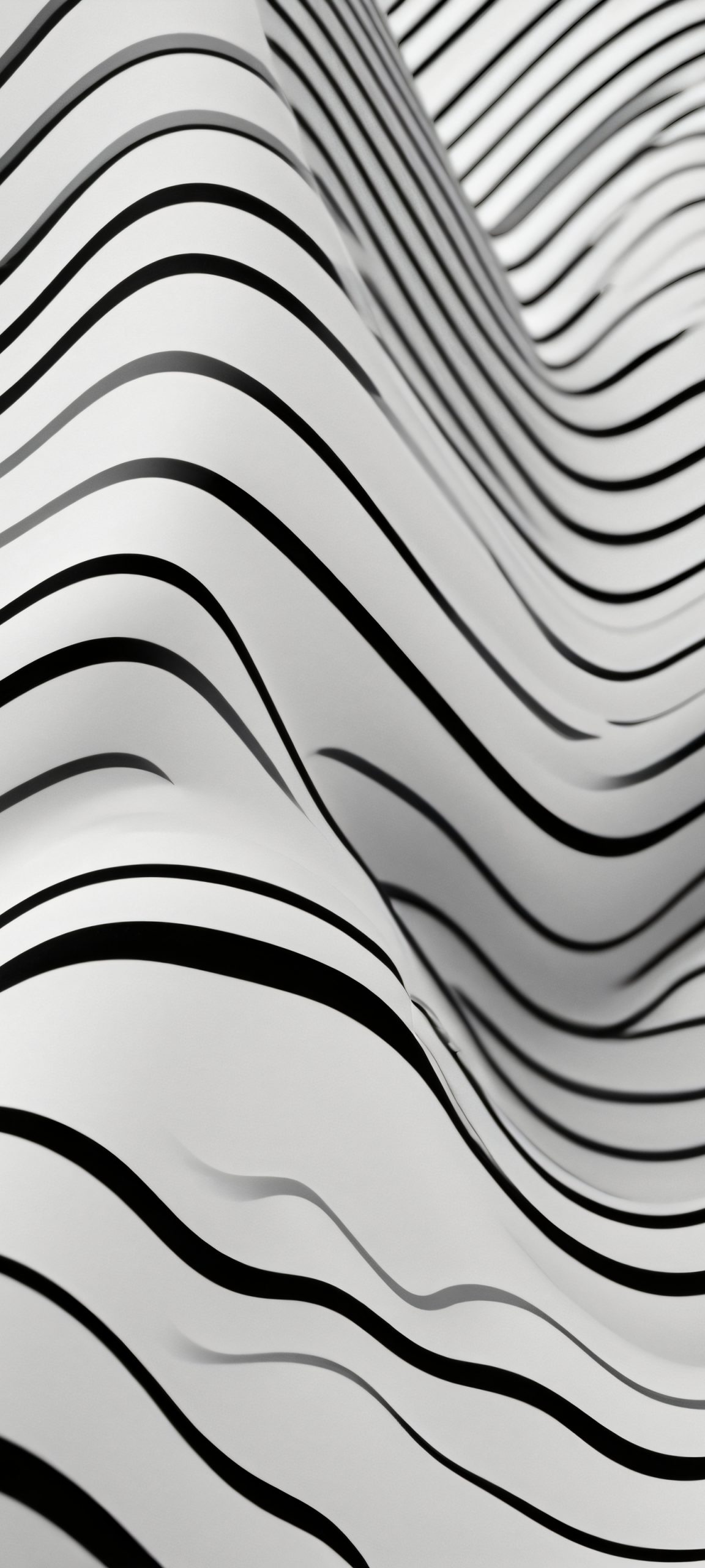 Wavy Minimalism Lock Screen for iOS & Android A stunning vertical abstract design featuring wavy lines in black and white, perfect for iPhone and Android home screens.