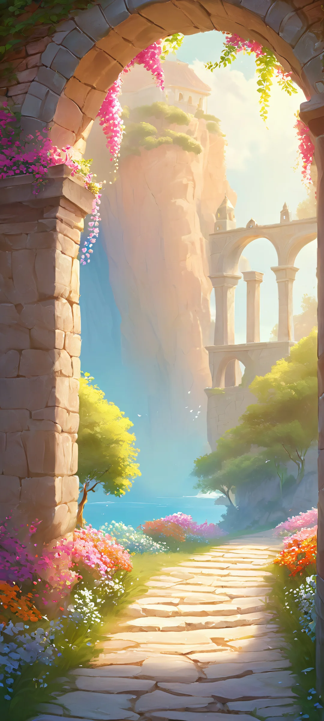 A whimsical archway, perfectly optimized for iPhone and Android home screens. Breathtaking digital painting.