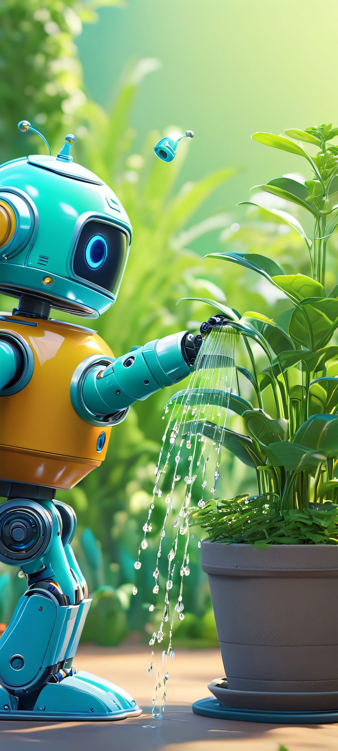 whimsical bot tends blooms scaled