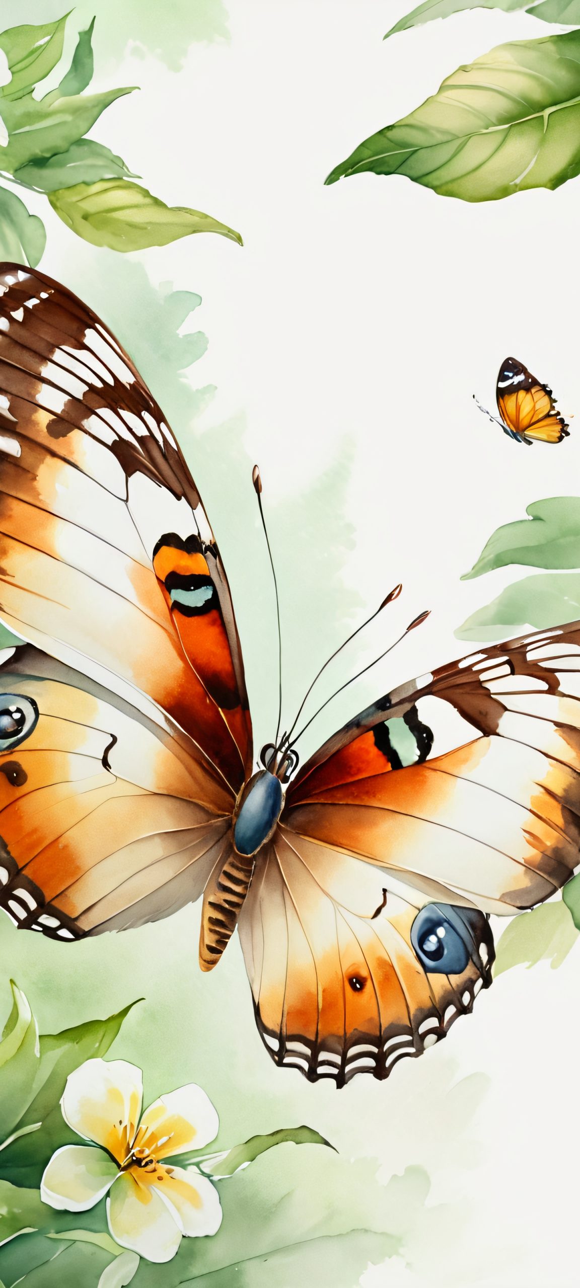 A beautiful butterfly surrounded by lush greenery and serene water, perfectly suited for iPhone/Android home screens.