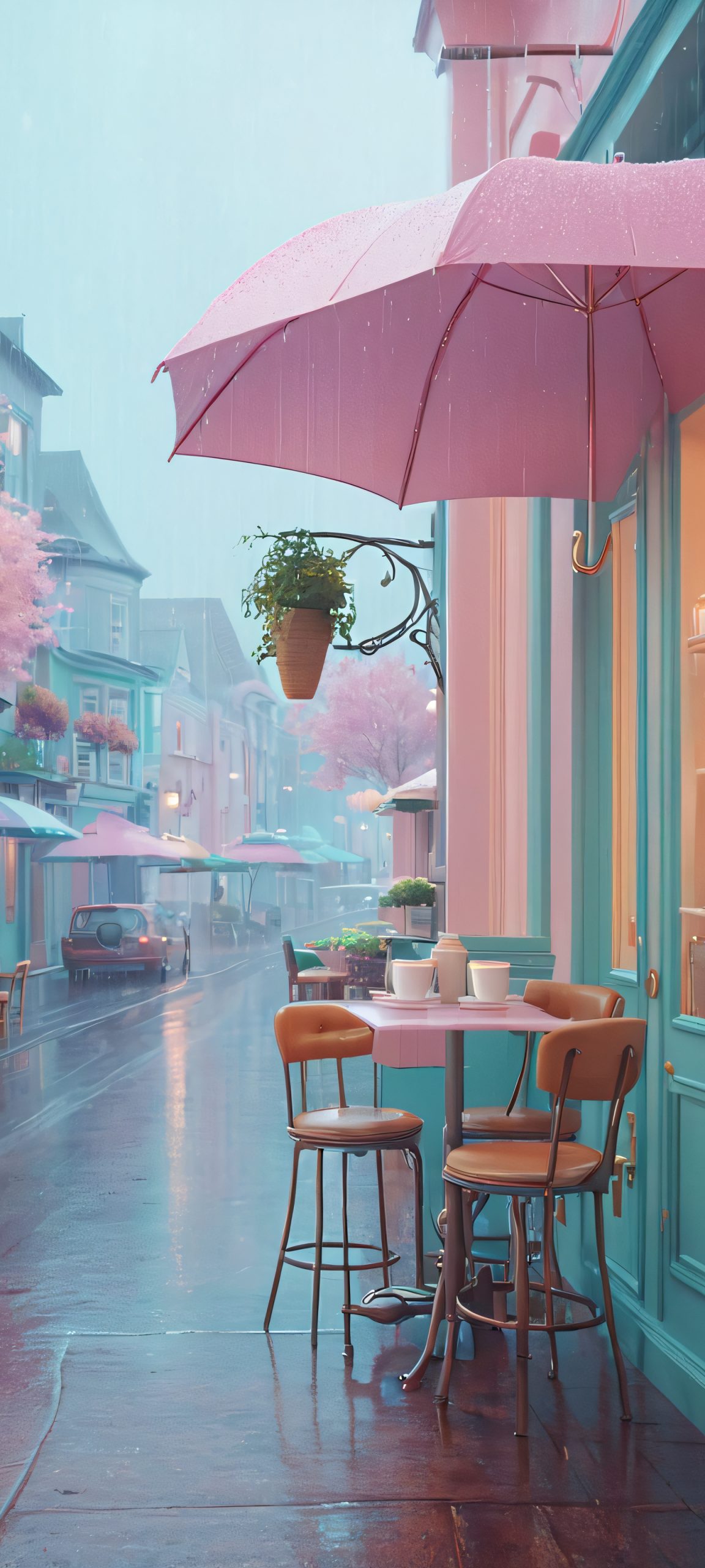 whimsical coffee shop rainy day outside scaled