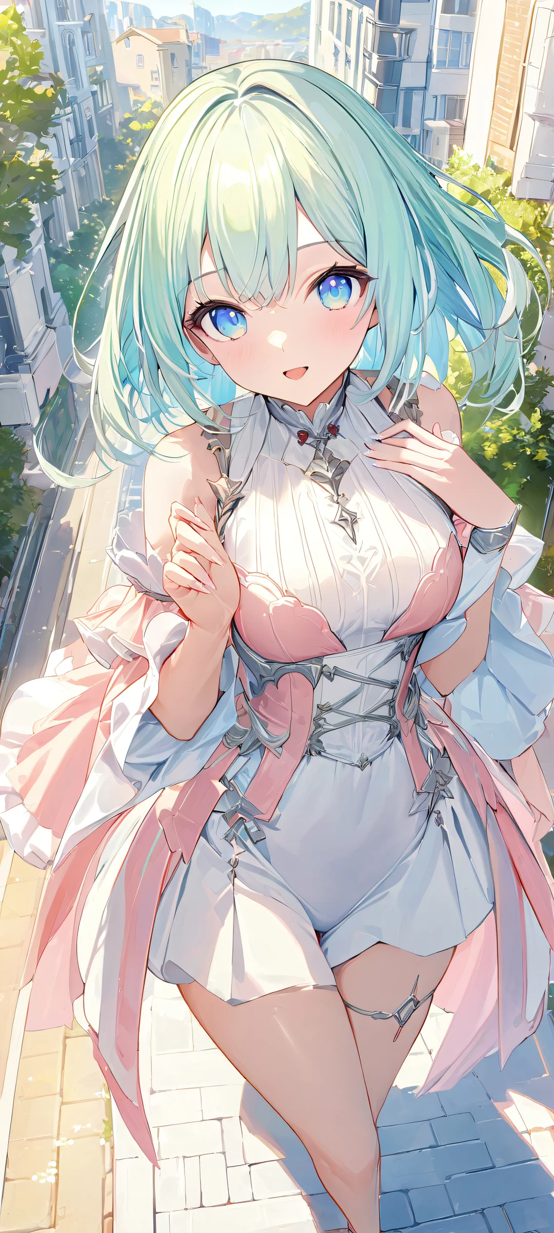 Cowgirl in cowboy pose against a stunning pastel sunset on an iPhone/Android mobile screen