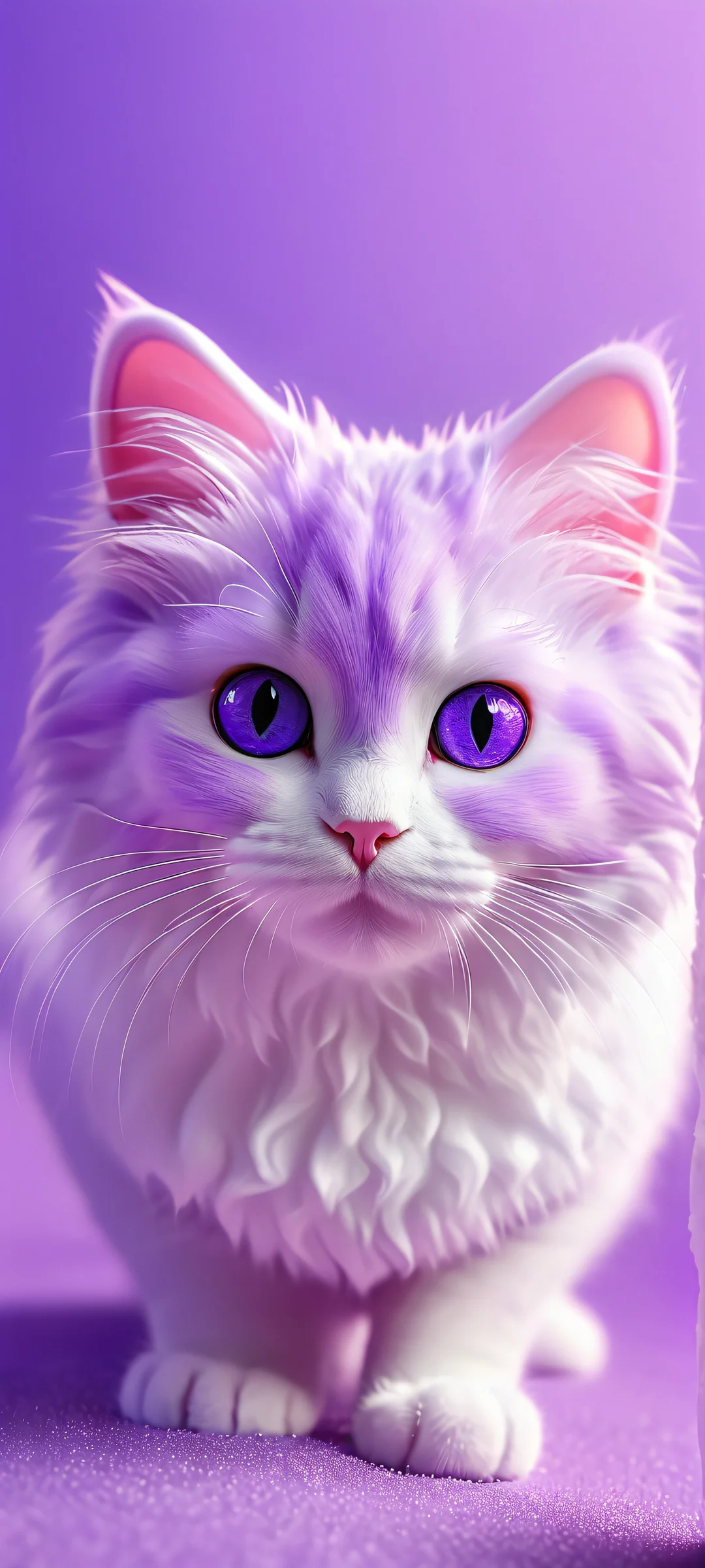 A beautiful cat in a dreamy purple setting, iPhone/Androidのホーム画面に最適.