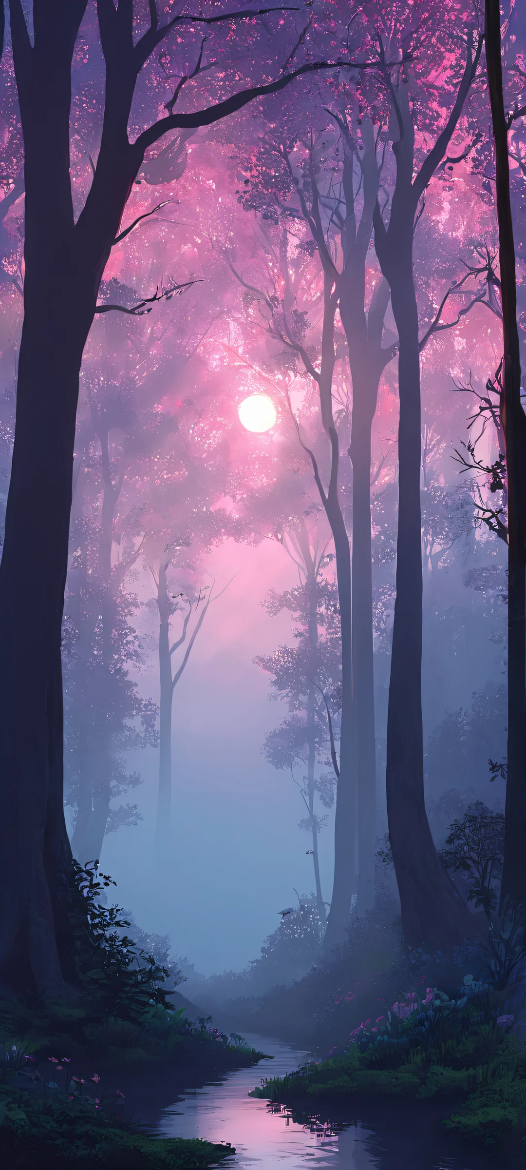 iPhone and Android users will fall in love with this enchanting digital painting of a whimsical forest, perfect for their home screens.