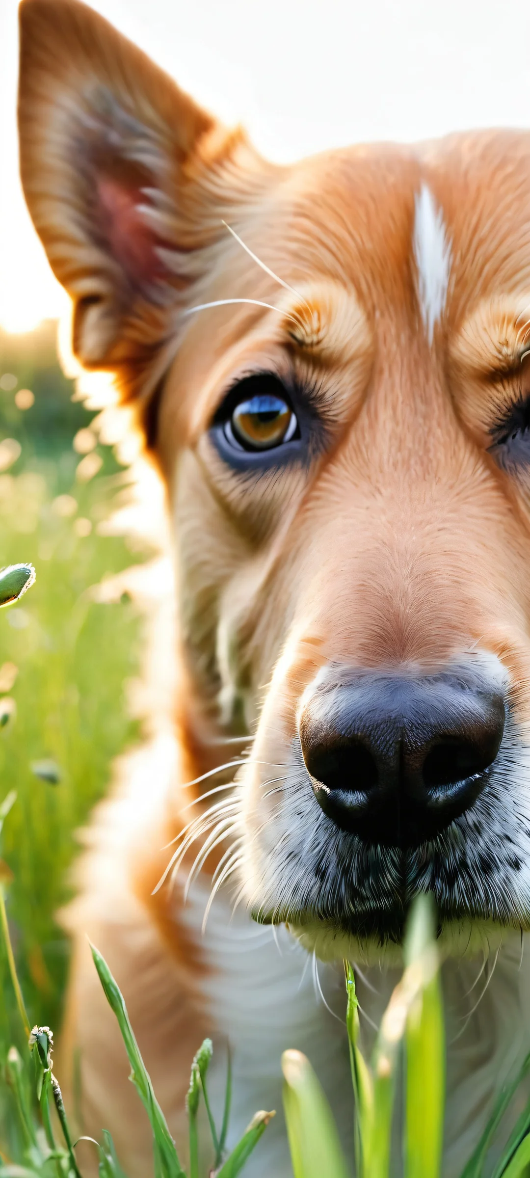 A dog's nose up close with micro-details, perfectly optimized for iPhone/Android home screens.