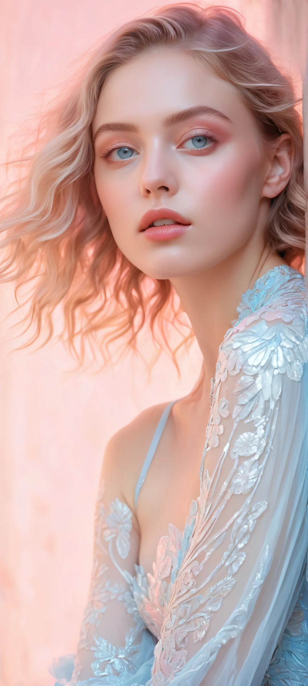 Breathtaking digital art of two girls on a pristine background, perfect for iPhone or Android home screens.