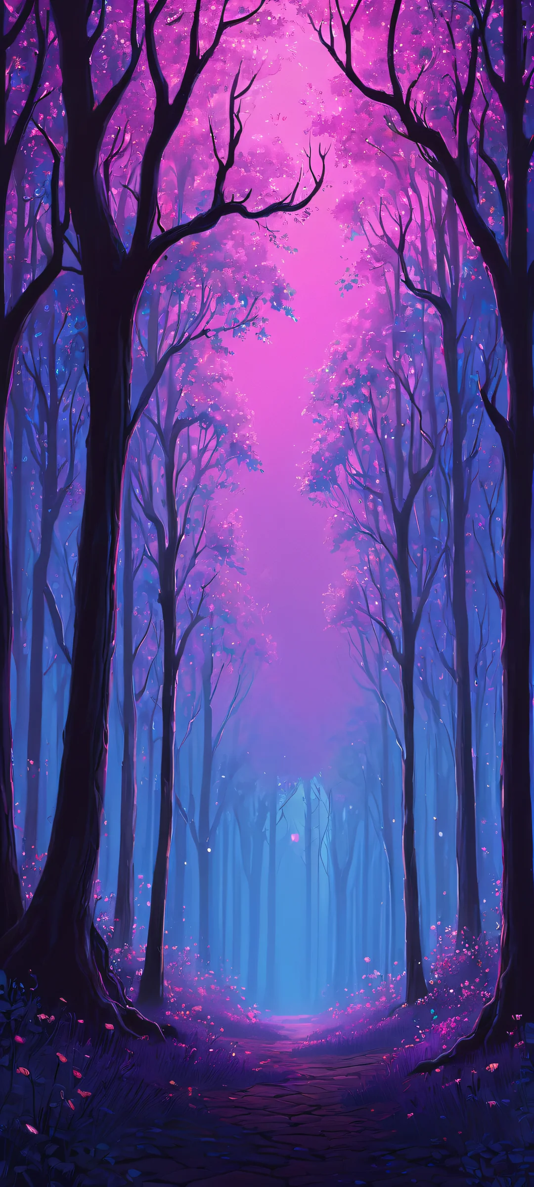 Ethereal forest landscape for iPhone/Android devices, perfect for home screens