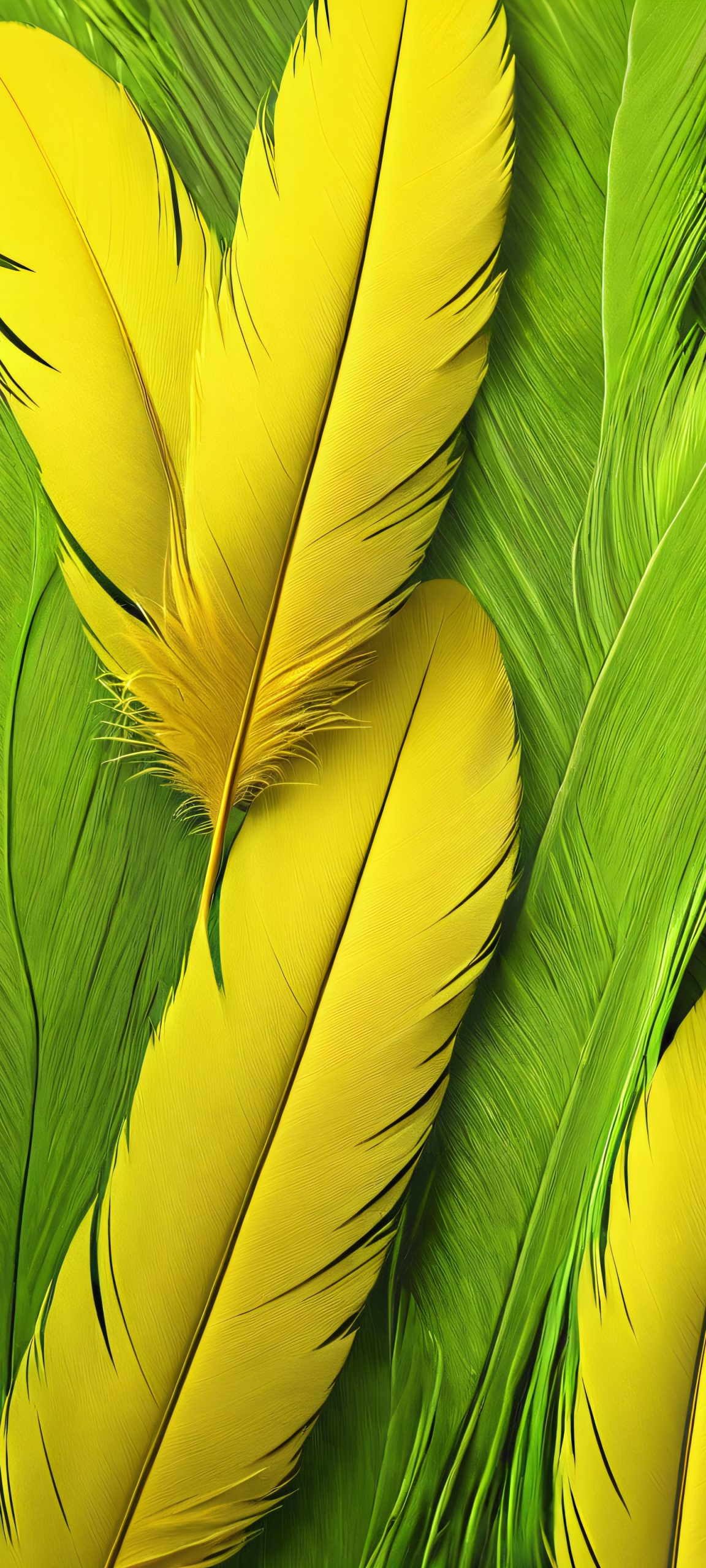 Breathtaking vertical mobile wallpaper featuring soft, realistic feathers amidst a serene forest, perfect for iPhone and Android home screens.