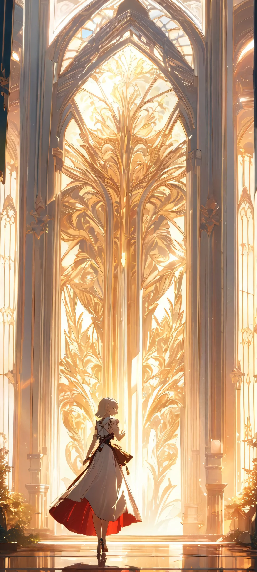 A serene young woman stands amidst mystical fog, iPhone and Android users can immerse themselves in this enchanting scene.