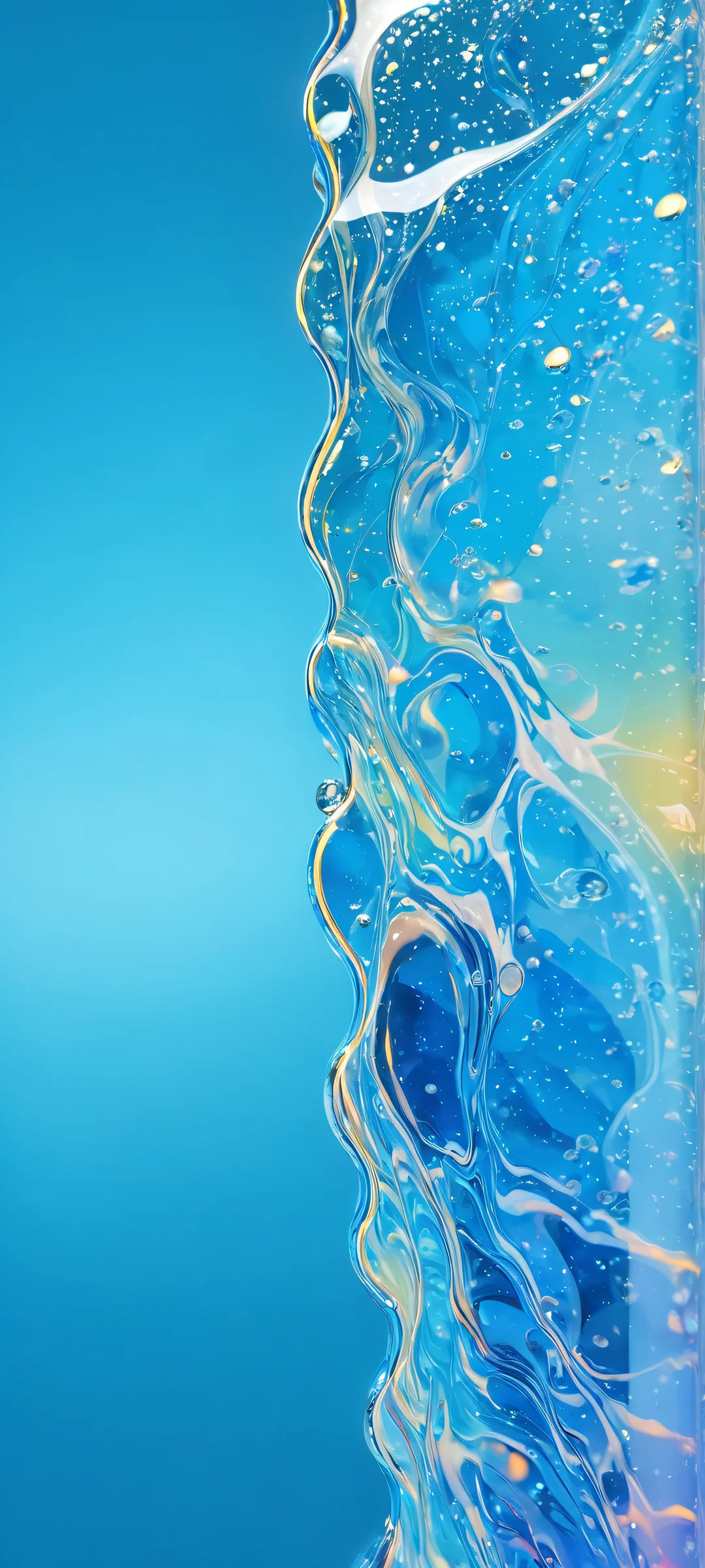 A mesmerizing mobile phone wallpaper featuring a glass marble and water scene with soft glow, perfect for iPhone/Android home screens.