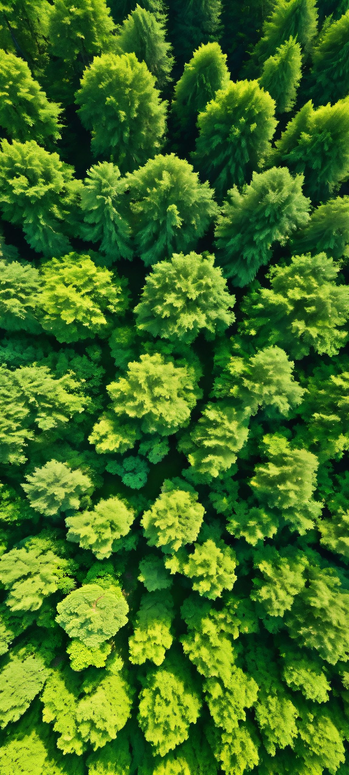 A serene forest scene featuring lush trees and earthy tones, perfectly optimized for iPhone and Android home screens.