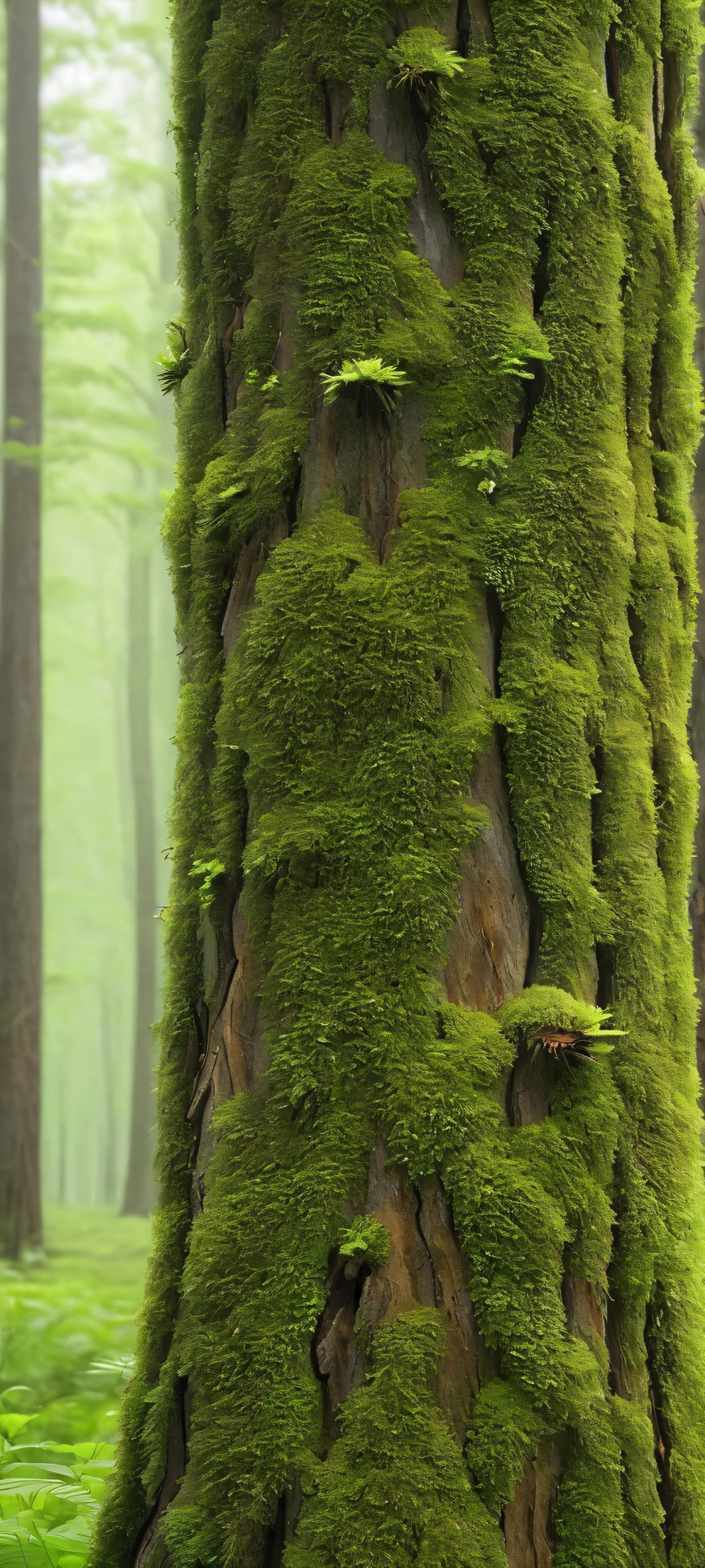 A stunning forest landscape on a soft overcast day, perfectly suited for your iPhone or Android device.