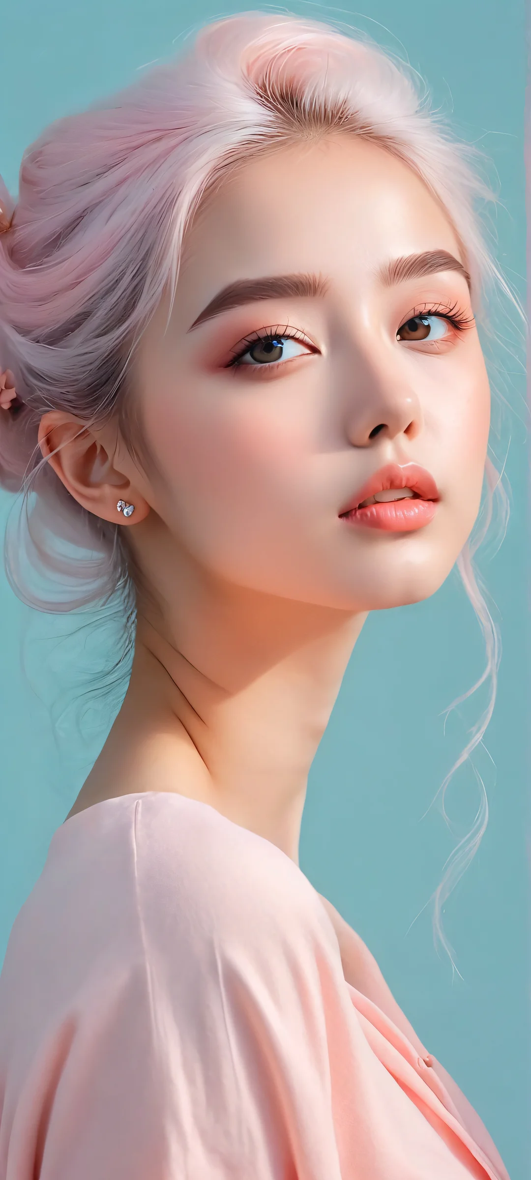 Girl in a 3D minimalist setting with soft pastel colors. Perfect for iPhone or Android home screens.