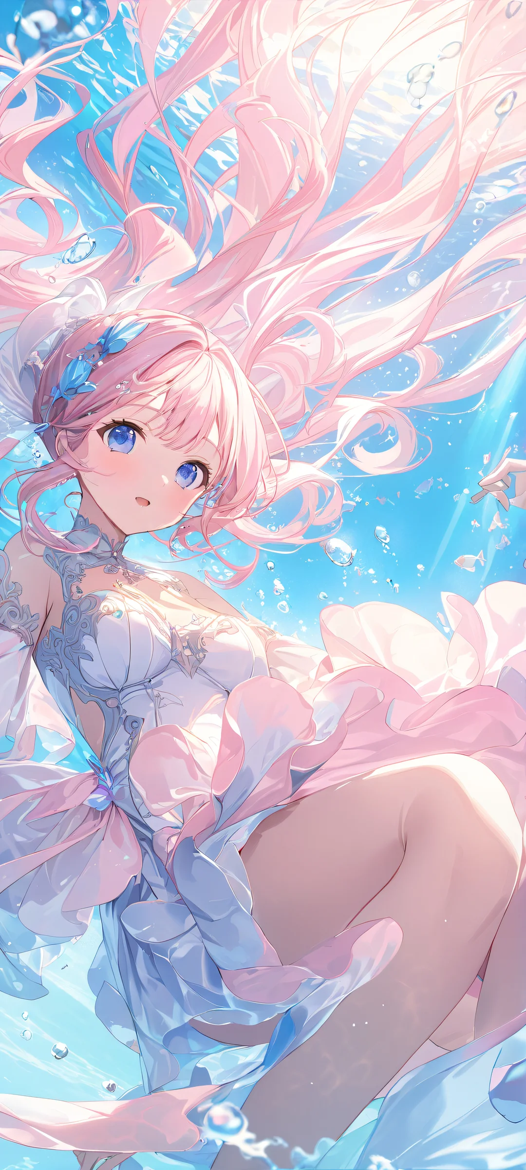 Anime girls beneath the waves, perfectly suited for your iPhone or Android device's home screen.