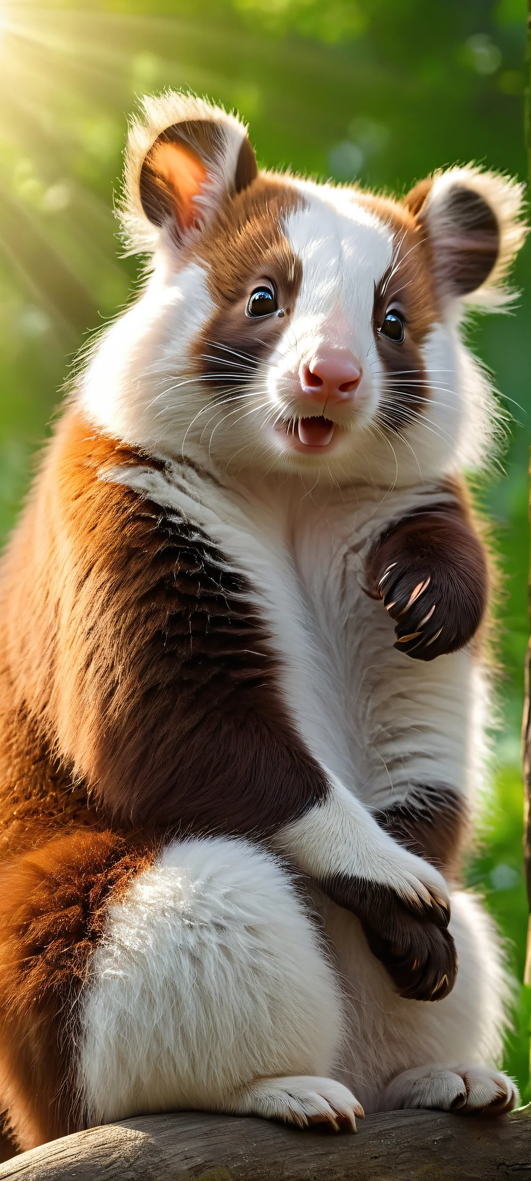 A serene mobile wallpaper featuring realistic animals in a sunlit outdoor setting, perfectly optimized for iPhone and Android devices.