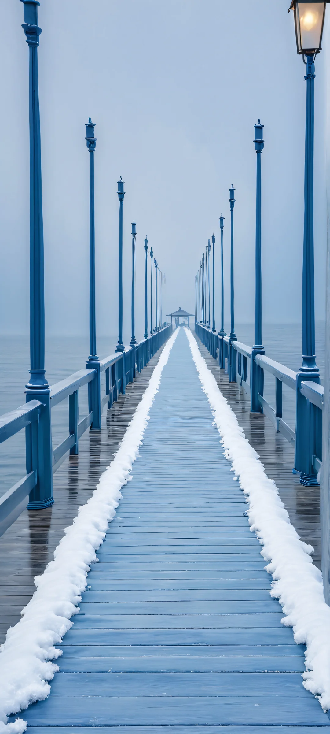 Breathtaking pier scene on a winter day for your iPhone or Android device.