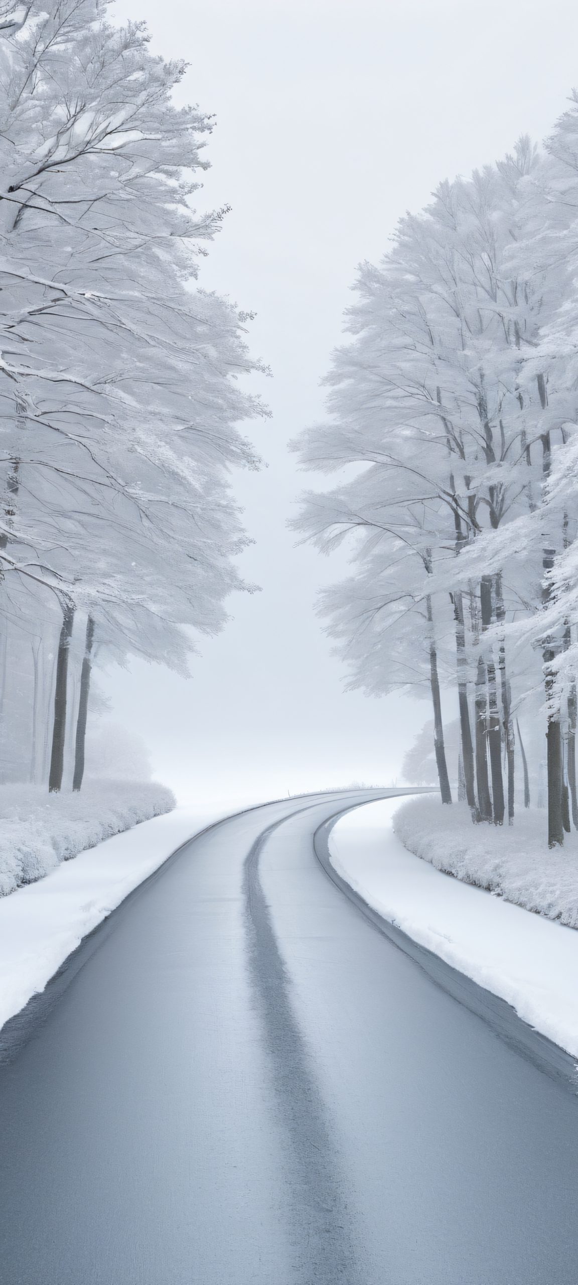 Winter Wonder Lock Screen for iOS & Android iPhone/Android users, get ready to be mesmerized by this stunning scenic driveway and snowy lakefront landscape, perfectly optimized for your device's home screen.