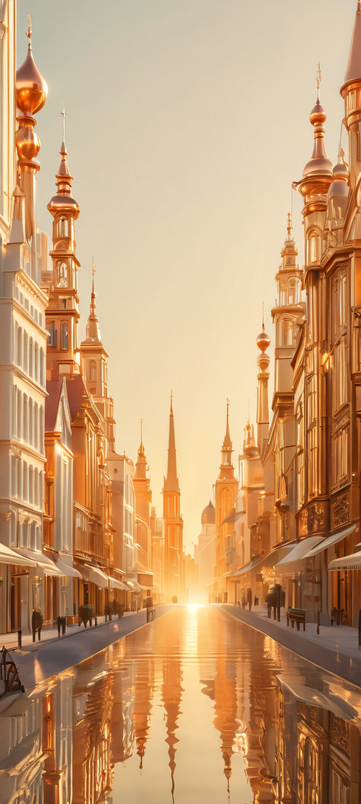 A stunning winter wonderland scene for your iPhone or Android device, featuring decorative cityscapes, surreal soft colors, and breathtaking details