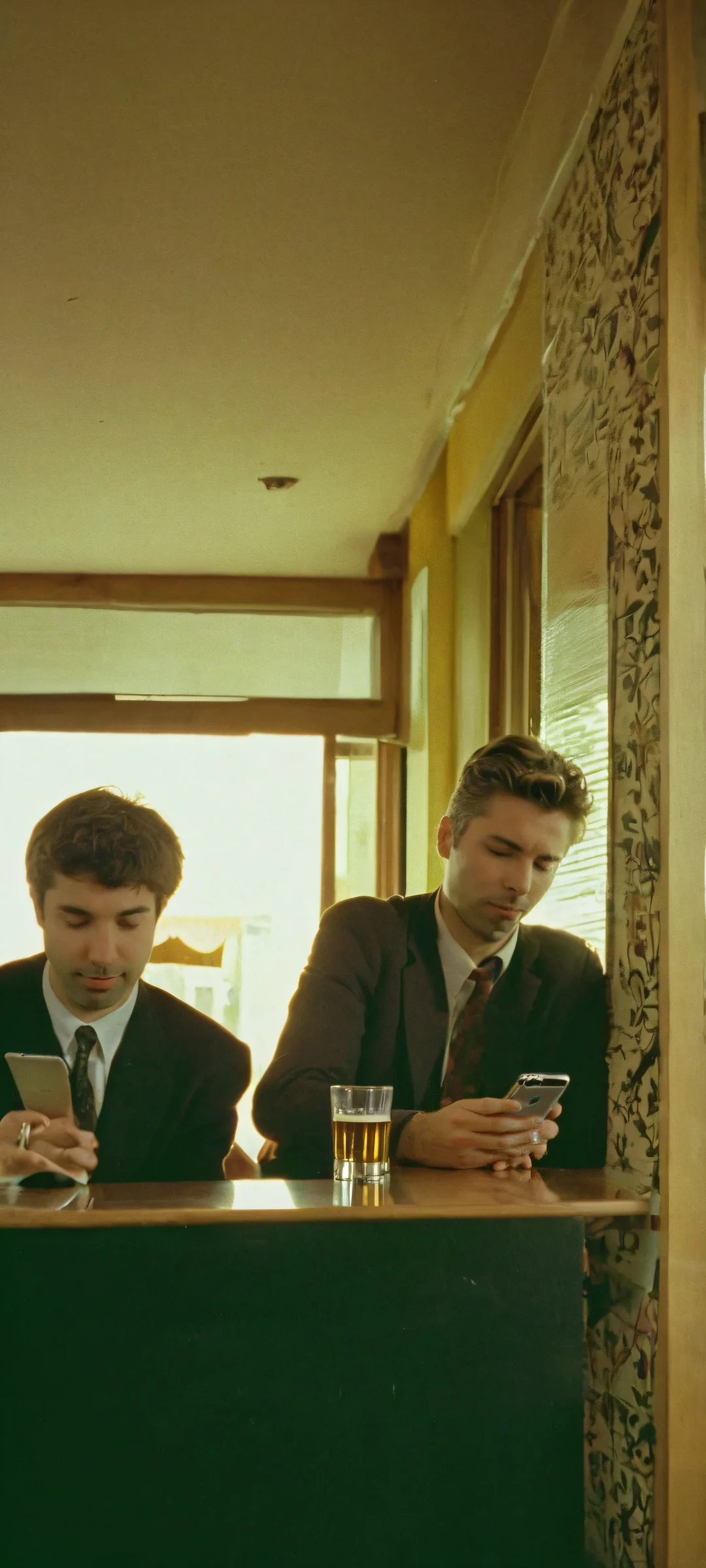 Dark and gritty scene of Yauch and Ksenomorph at the Seedy Bar, captured on iPhone/Android