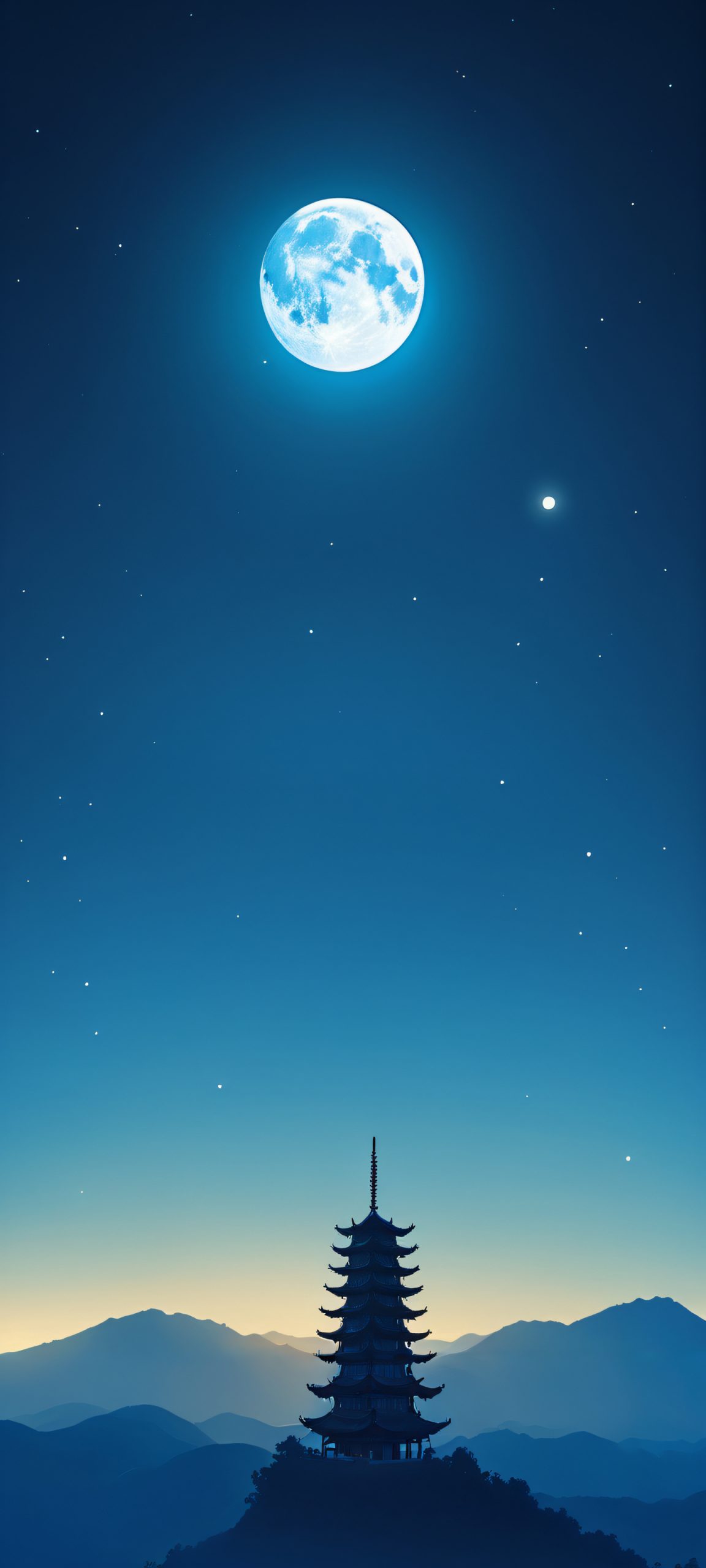 Moonlit Serenity 2K QHD Home Screen A serene moonlit night sky with swirling clouds and a touch of cerulean, perfectly suited for your iPhone/Android home screen.