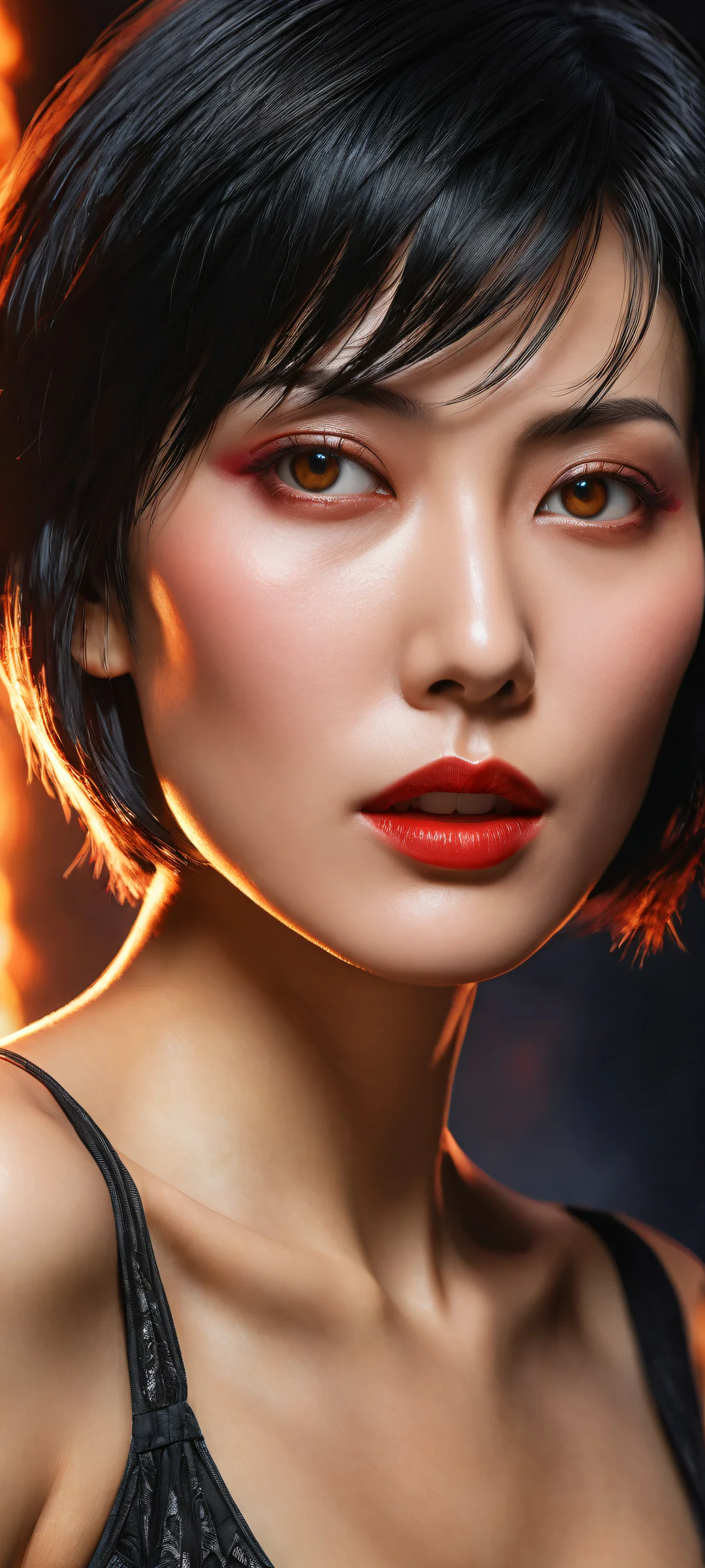 Ada Wong portrait on iPhone/Android home screens with stunning visual impact and intricate details.