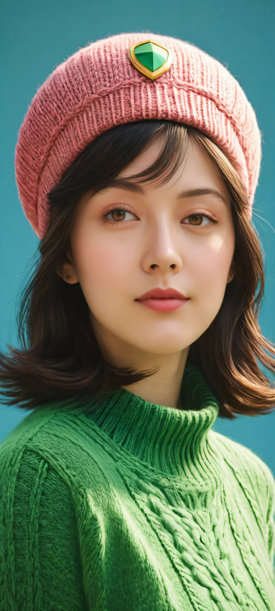 A stunning vertical portrait of Adeleine, a character from the Kirby series, placed on an iPhone or Android device. Perfectly optimized for home screens.