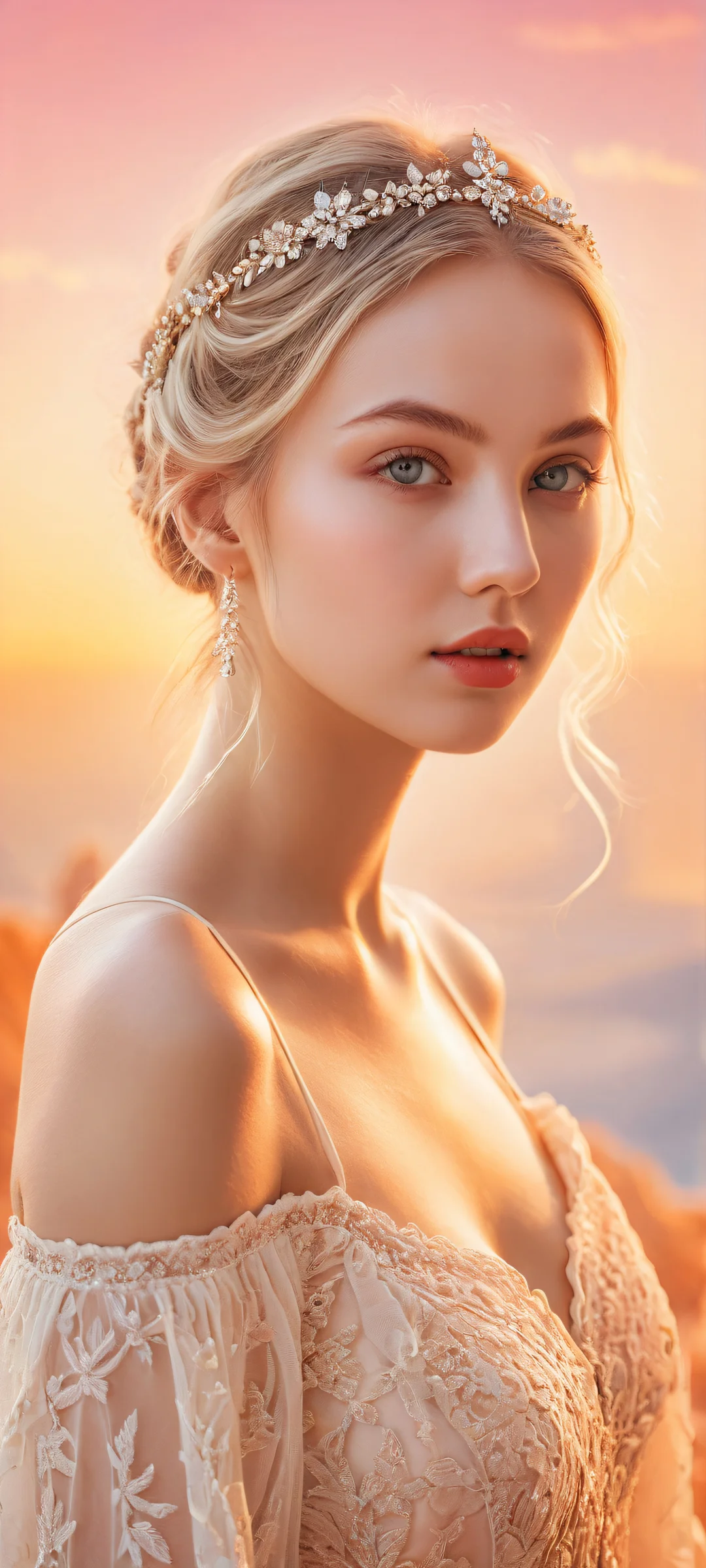 A whimsical artwork featuring adorable placed in the lower-middle with micro-details on a clean and empty top half, perfect for iPhone/Android home screens.