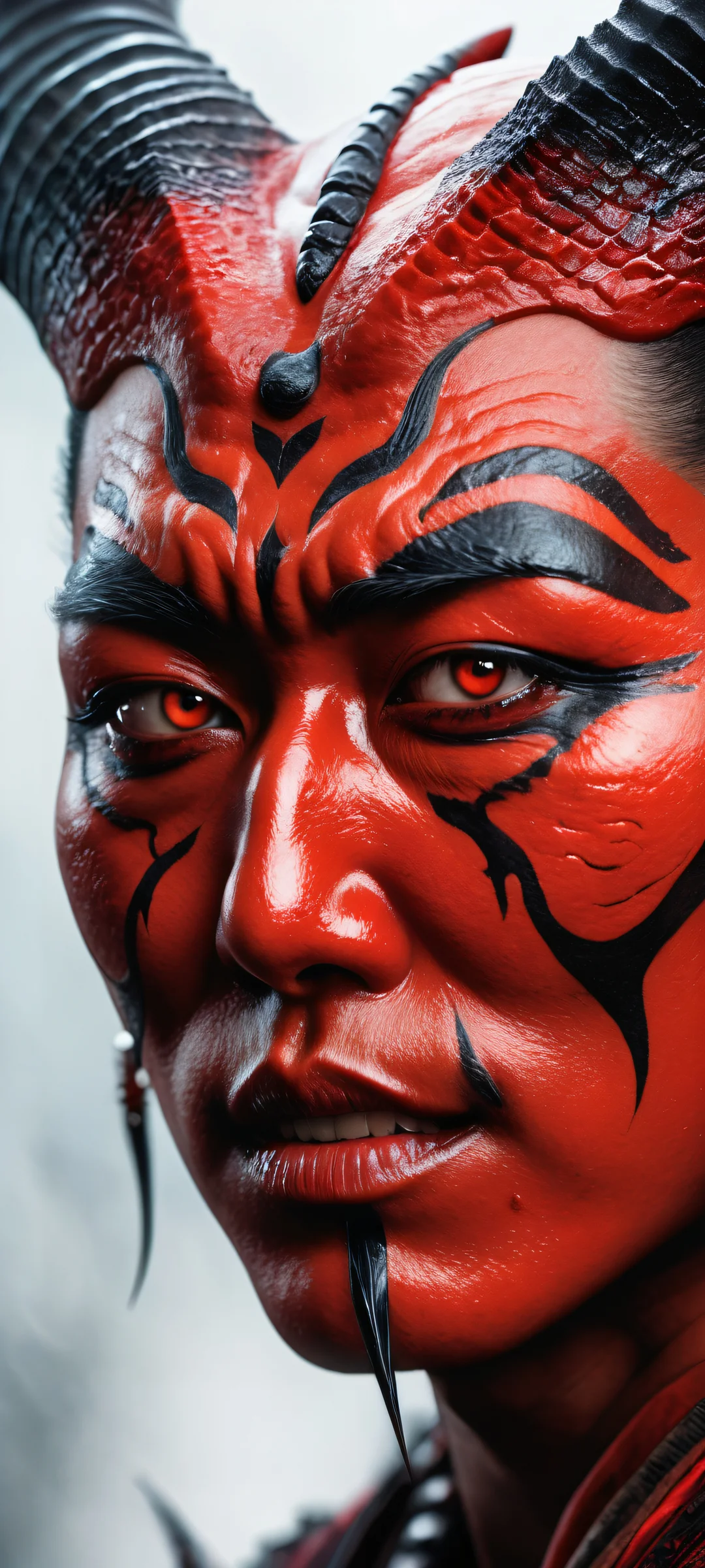 Stunning portrait of Aka-Oni on iPhone/Android featuring intricate details and ethereal lighting.