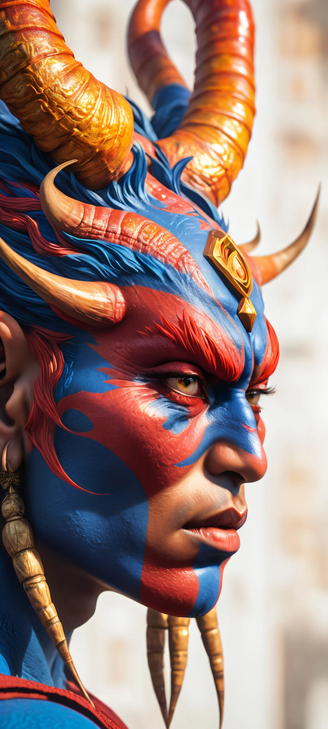 Ethereal Aka-Oni portrait on iPhone/Android with breathtaking details and void background for UI widgets.