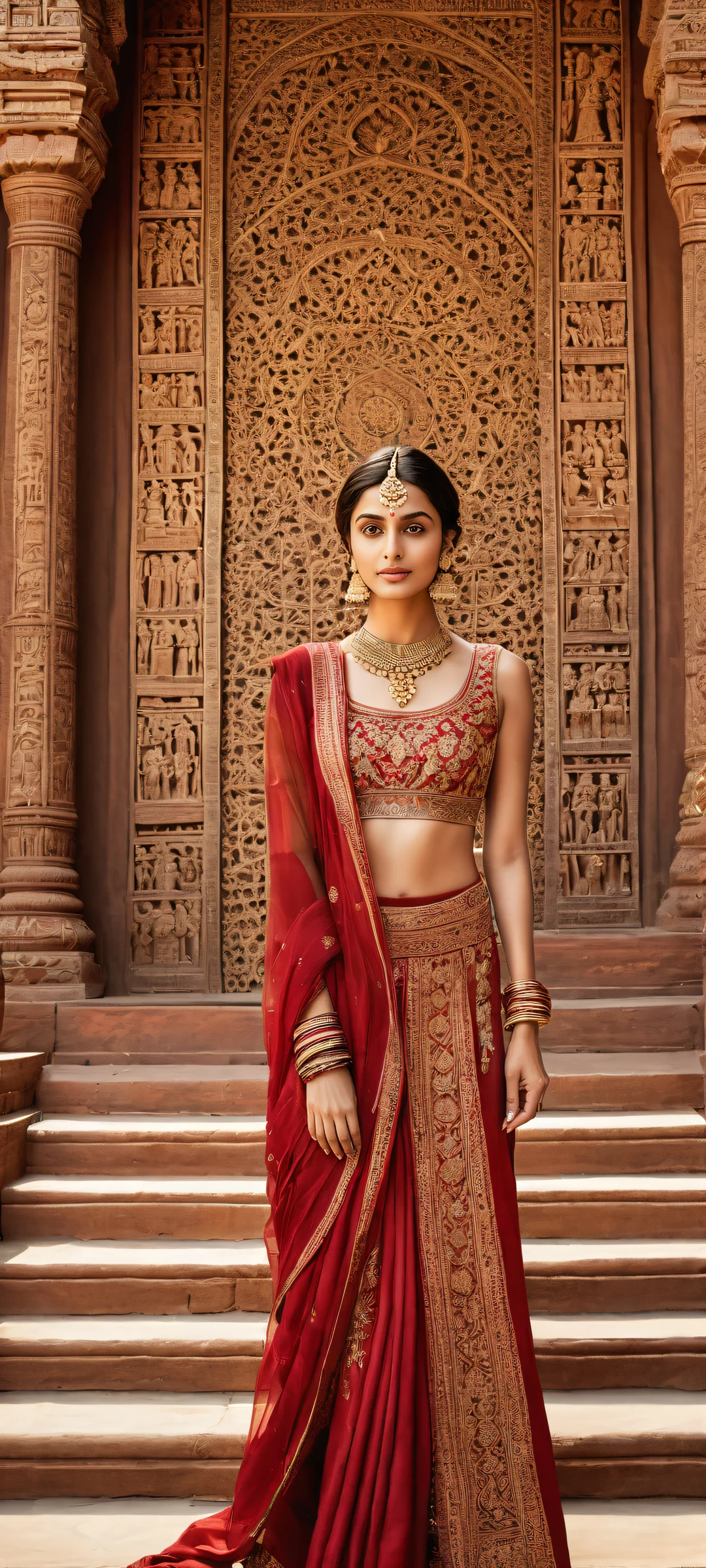 iPhone/Android users will love this stunning scifi wallpaper of Alia Atreides standing at the steps of a majestic temple throne room, perfectly centered with intricate micro-details and a breathtaking view.