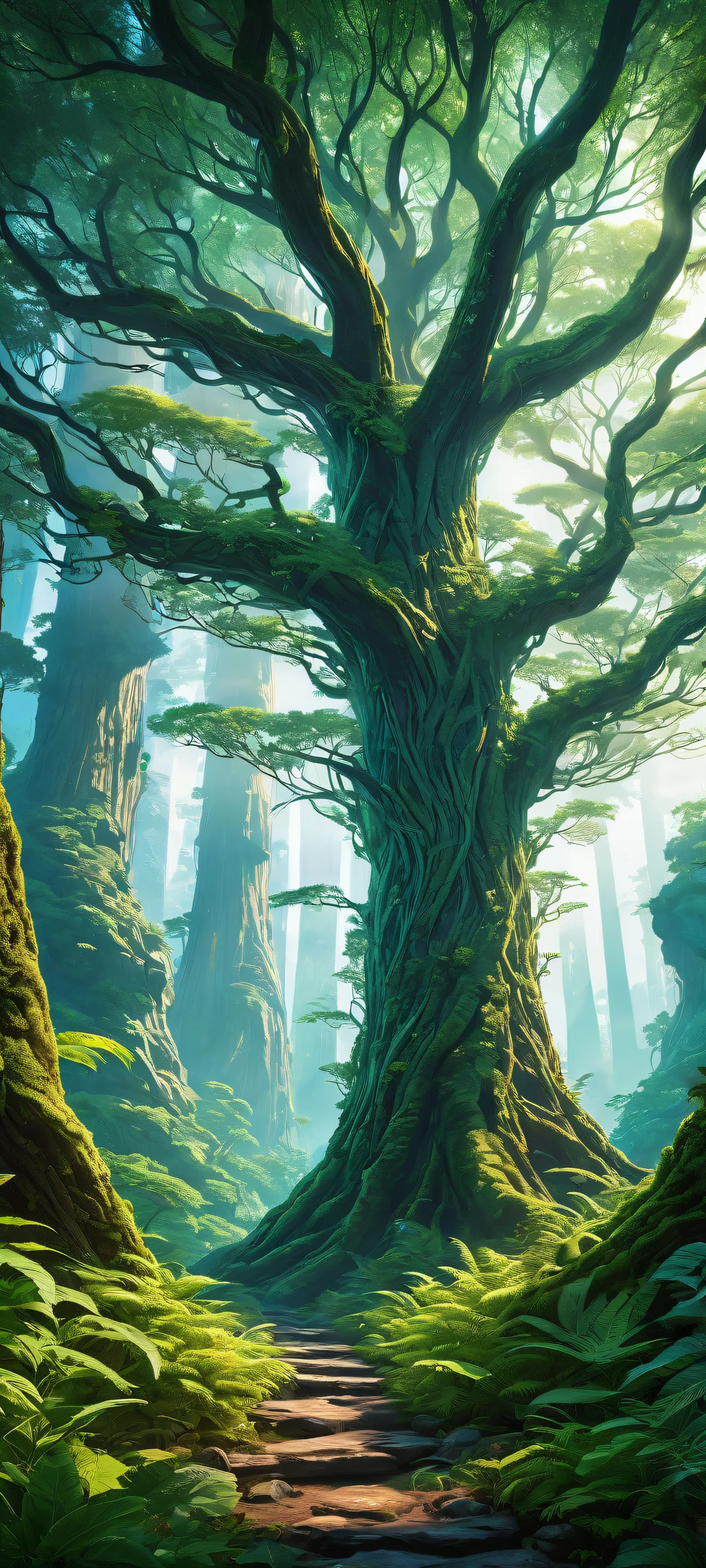 Explore the surreal landscape of an alien forest, perfectly optimized for iPhone and Android home screens. A mesmerizing blend of nerve fibers and brain tissue unfolds in a breathtaking portrait composition.