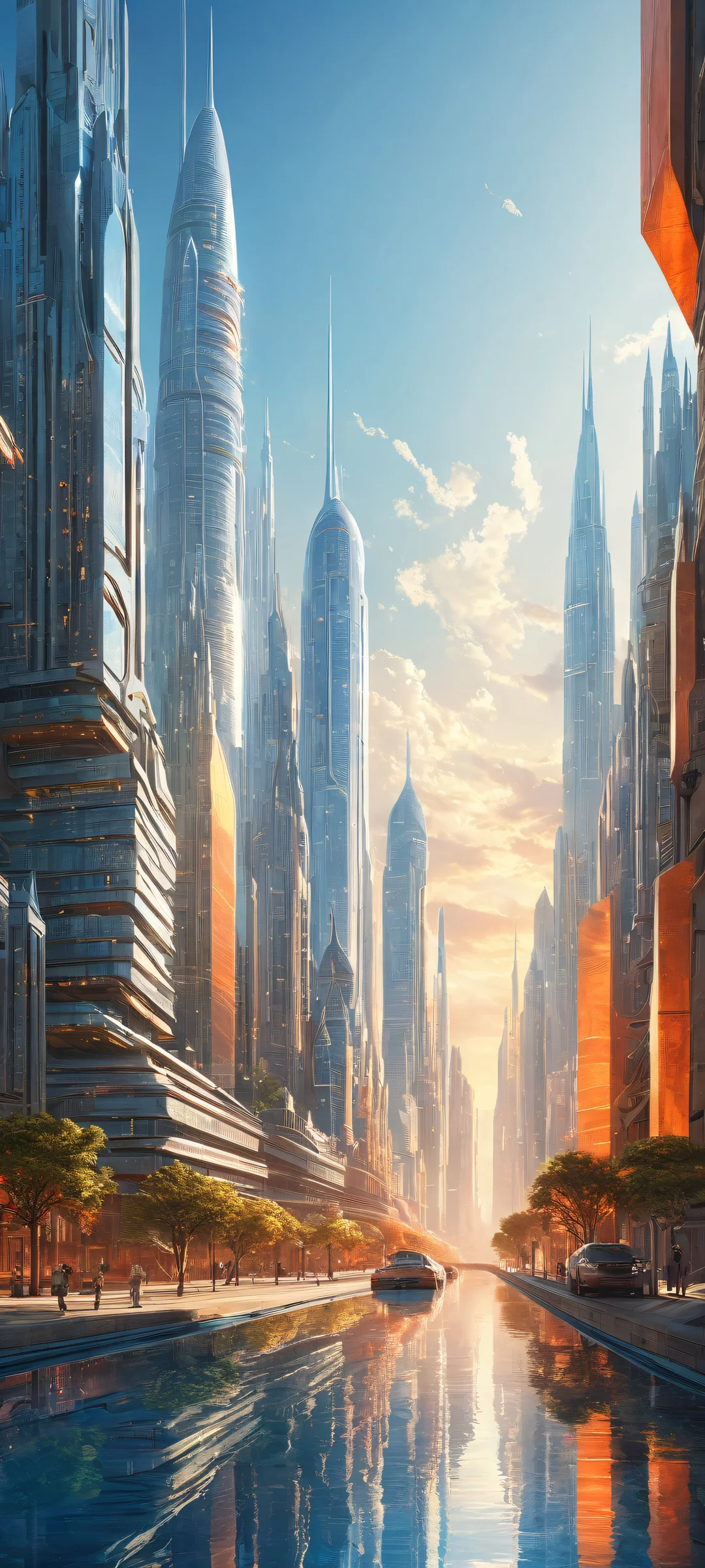 Stunning vertical portrait artwork of Alien Cityscape on iPhone/Android. Perfeitamente otimizado para telas iniciais.