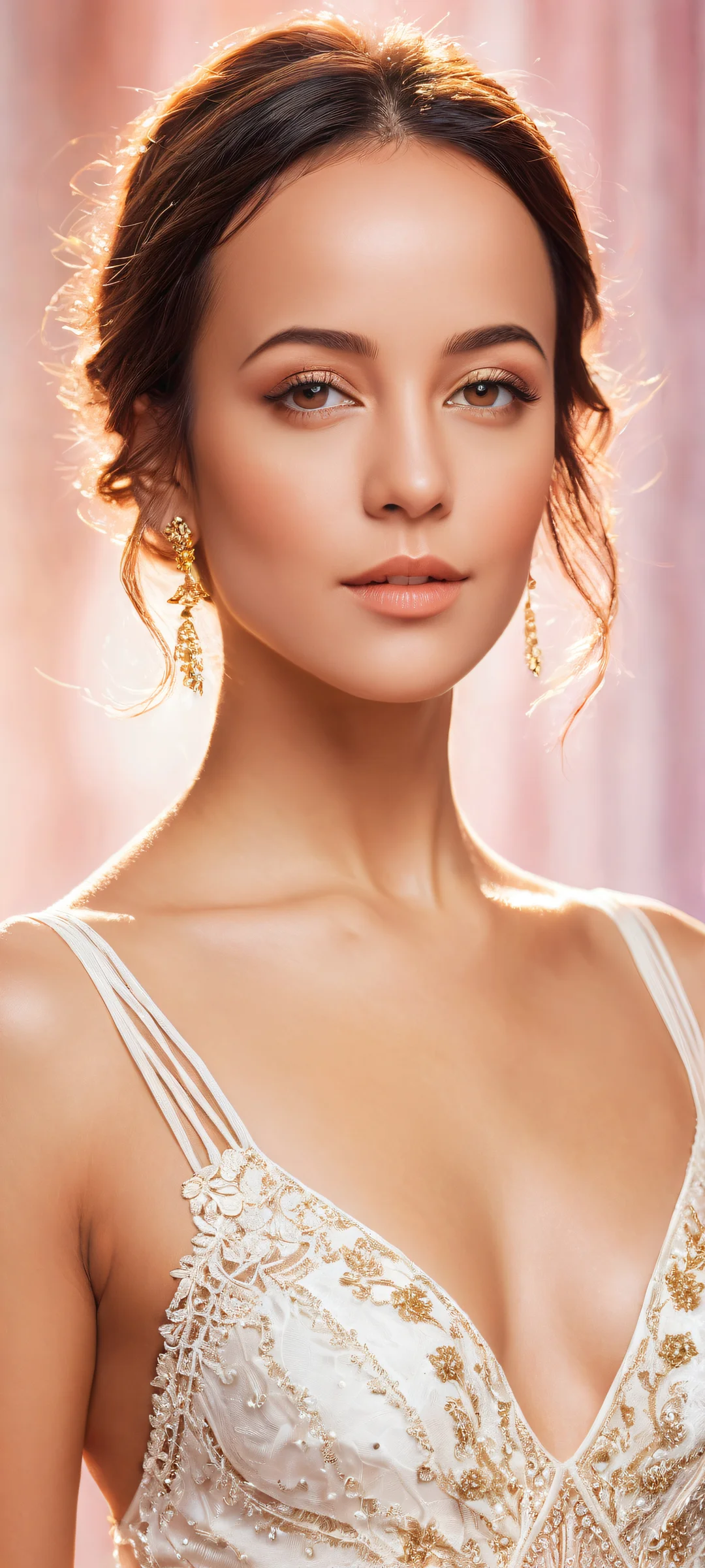 A stunning vertical portrait of Alizee on iPhone/Android with intricate details and ethereal lighting.