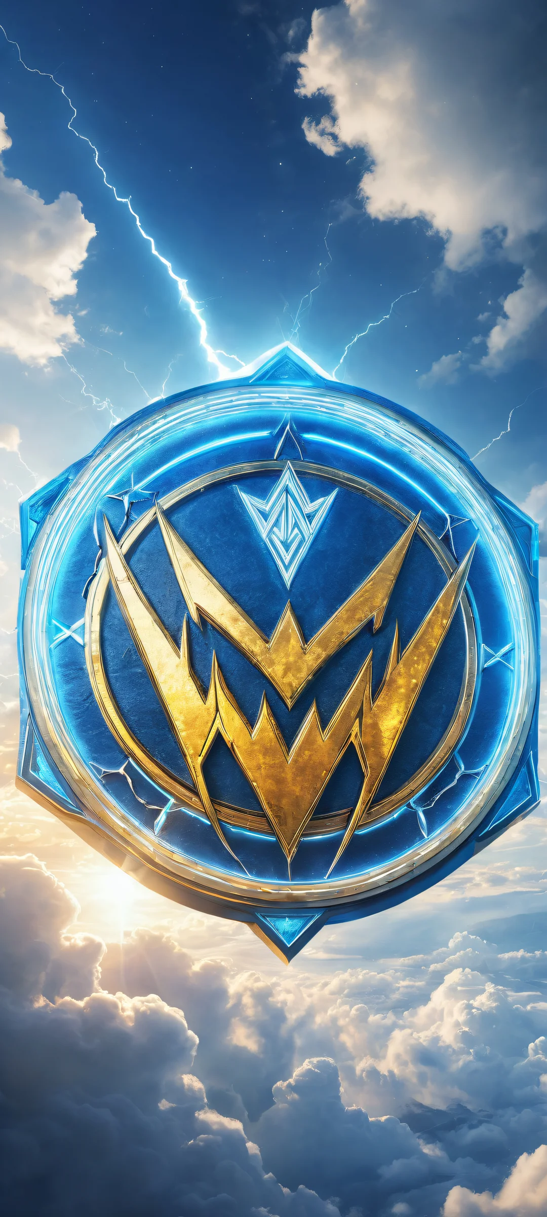 iPhone and Android compatible mobile wallpaper featuring the All Elite Wrestling logo with micro-details against a pure void canvas, illuminated by ethereal lightning.