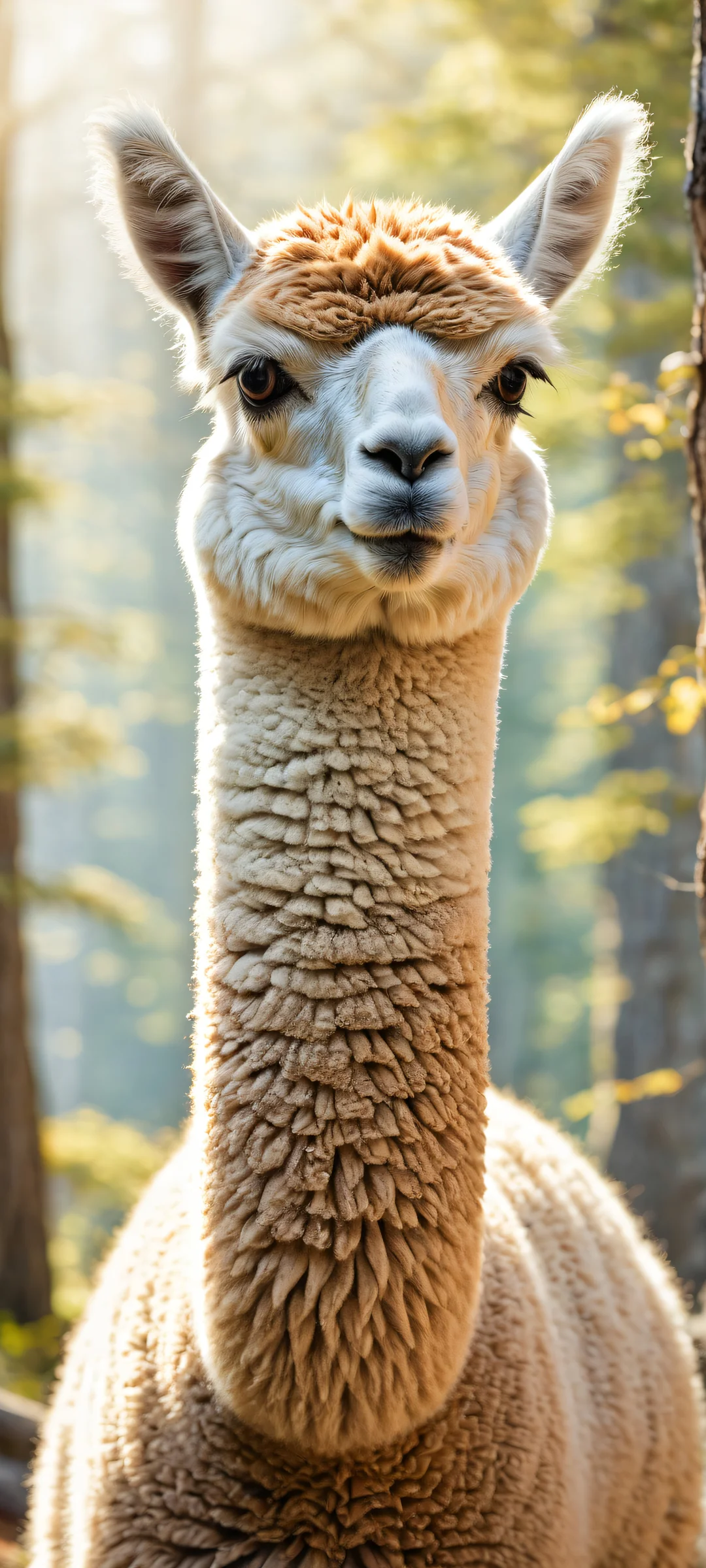 Breathtaking alpaca portrait on iPhone and Android devices. Perfect for home screens with intricate details and stunning visual impact.