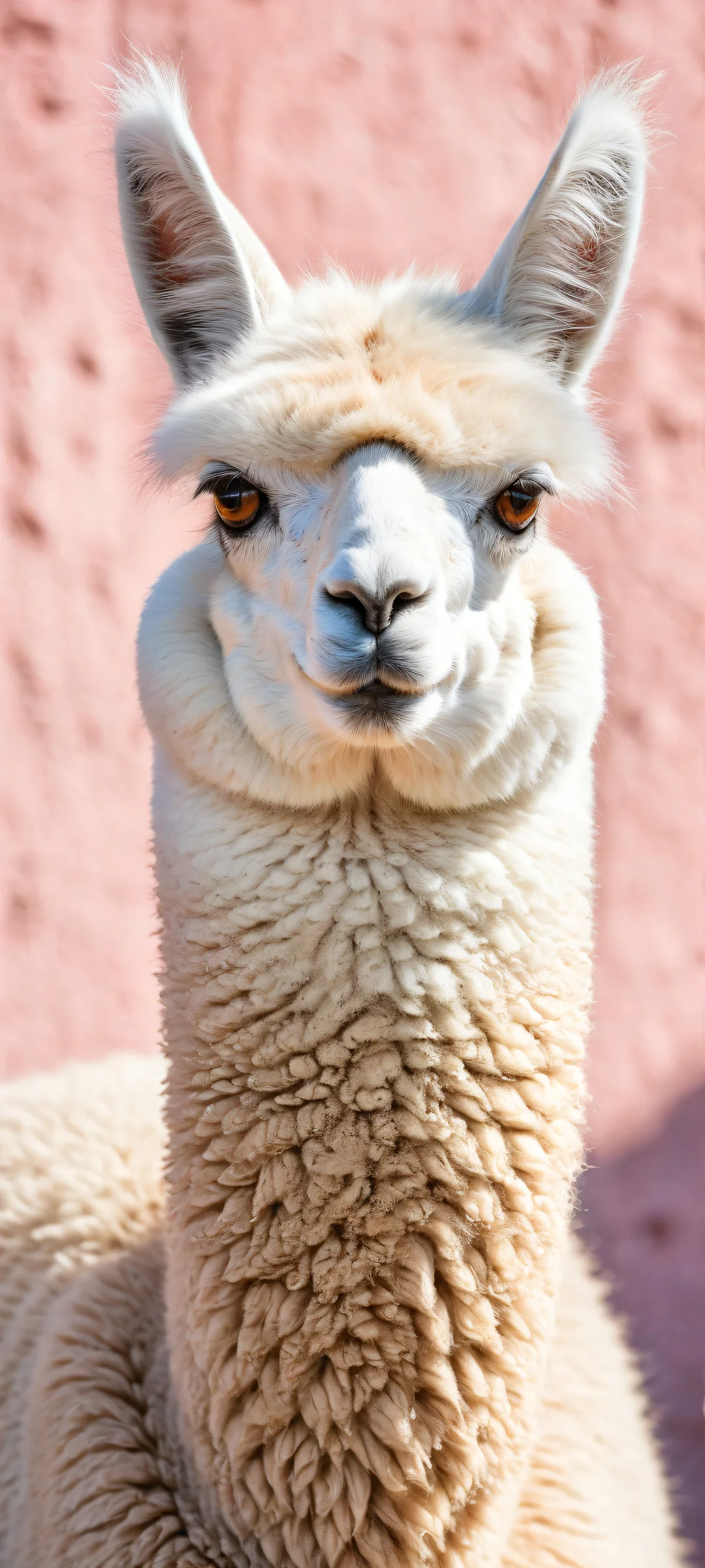 An exquisite alpaca portrait for iPhone/Android, featuring intricate details and textures.