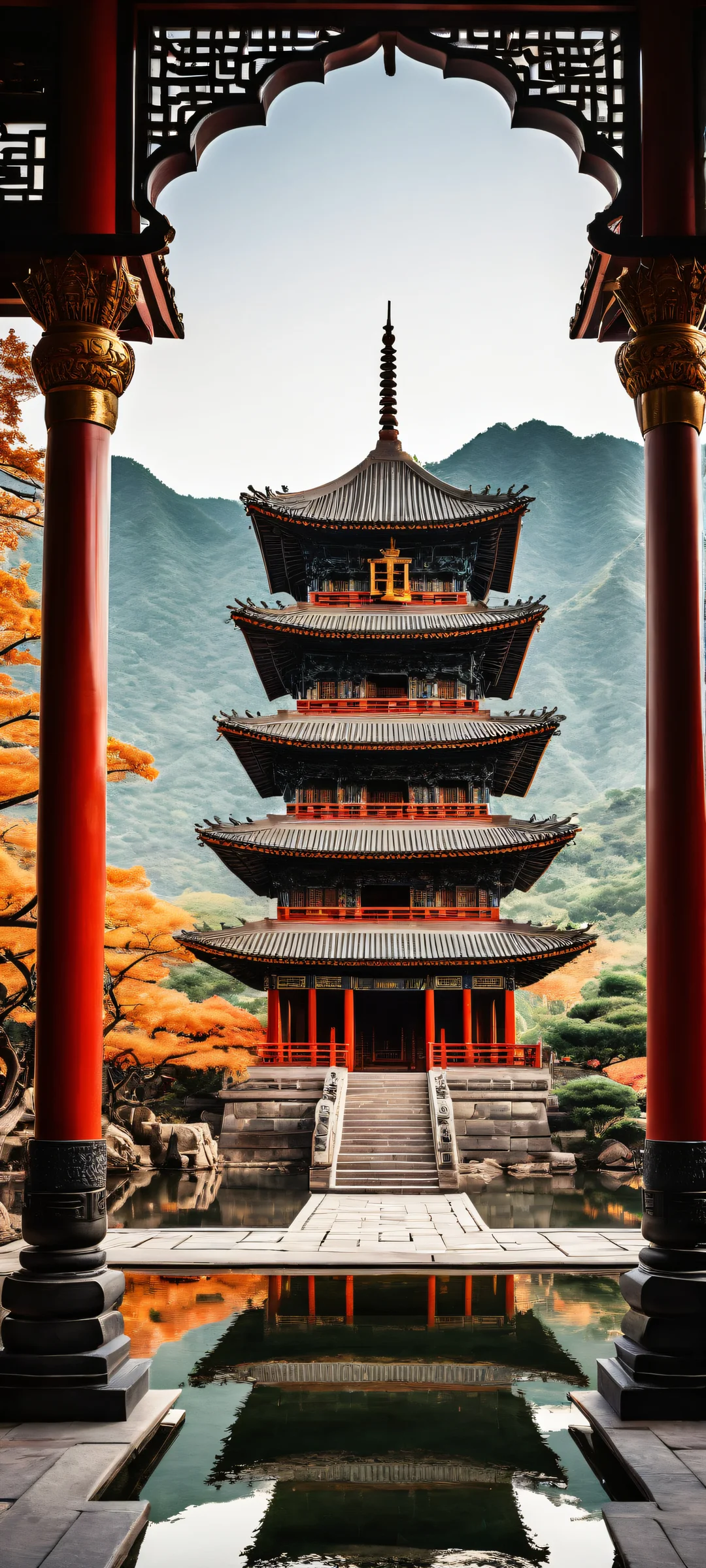 iPhone/Android users will be mesmerized by this breathtaking portrait of an ancient pagoda, with intricate micro-details and a perfectly clean top half for an unobstructed view.