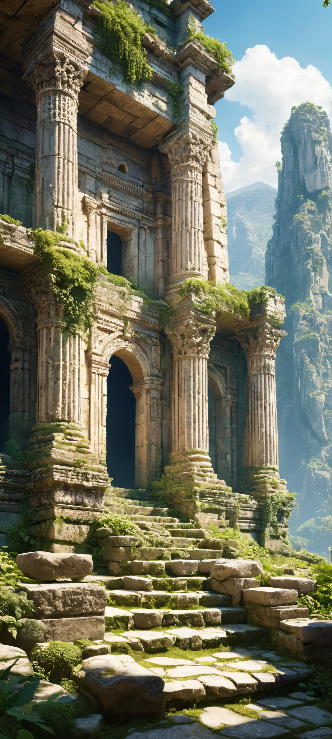 Ancient Serenity iPhone & Samsung QHD Wallpaper iPhone and Android users will love this breathtaking Ancient Ruins wallpaper, featuring intricate micro-details of crumbling architecture, vines, and moss-covered stones.