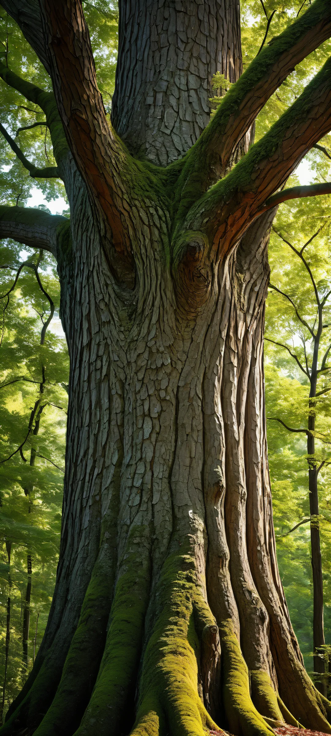 Majestic tree trunk with intricate textures on iPhone/Android