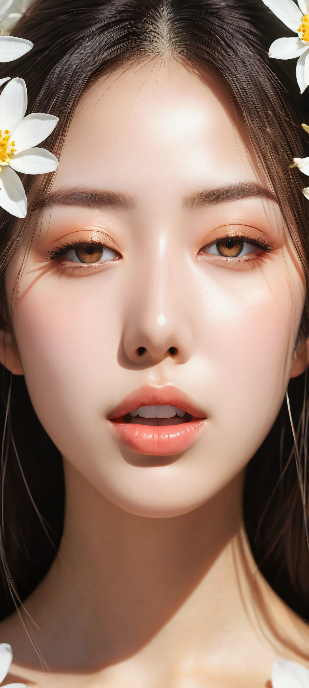 Anime girl with one eye closed, tongue out and long hair, perfectly optimized for iPhone/Android home screens.