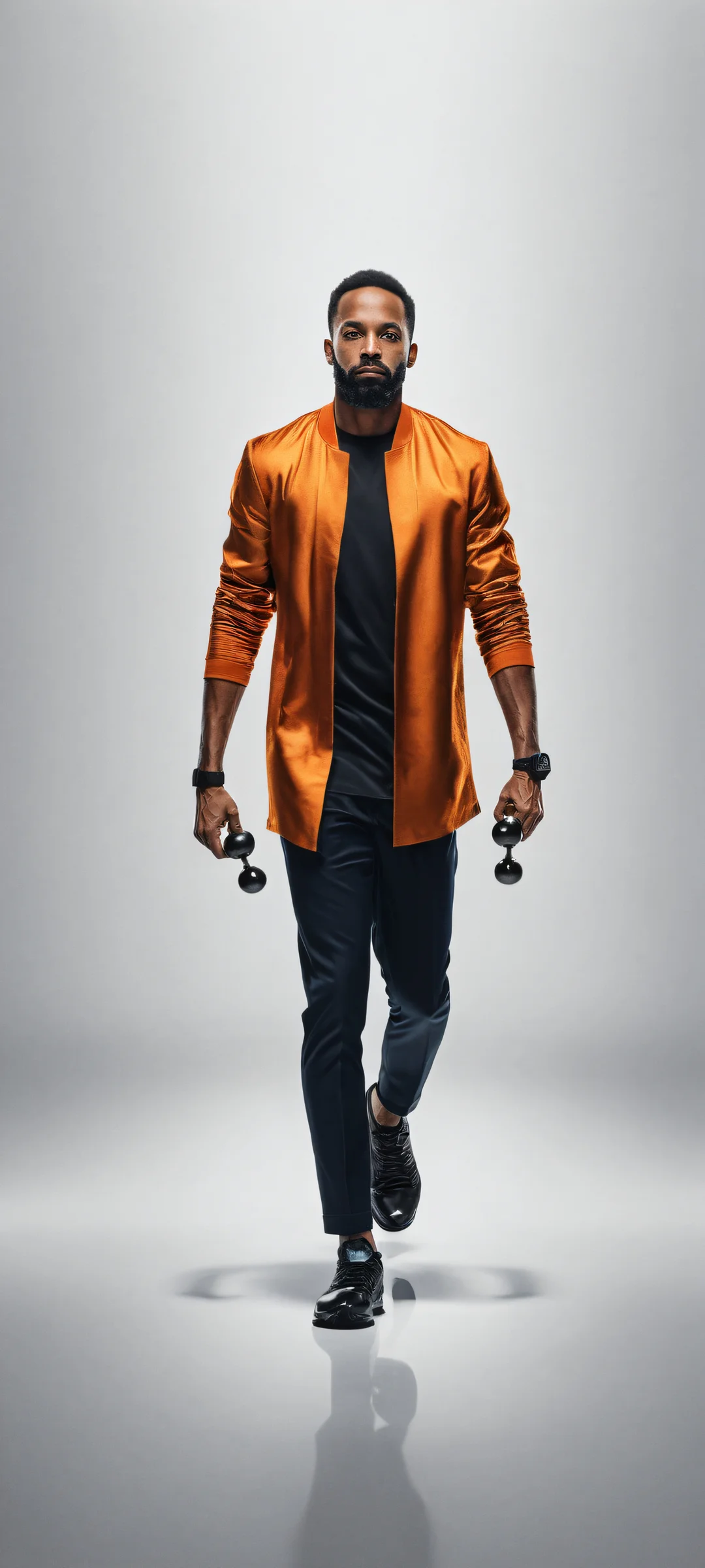 A stunning digital artwork of Ant lifting a tiny dumbbell on iPhone/Android.