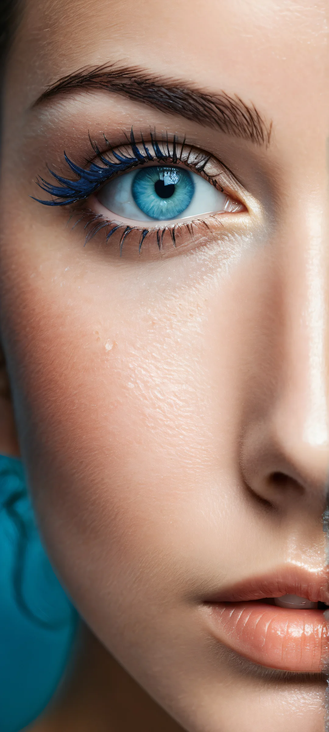 iPhone/Android wallpaper featuring a stunning portrait of an aqua-eyed beauty, perfect for home screens with intricate details and soft lighting.