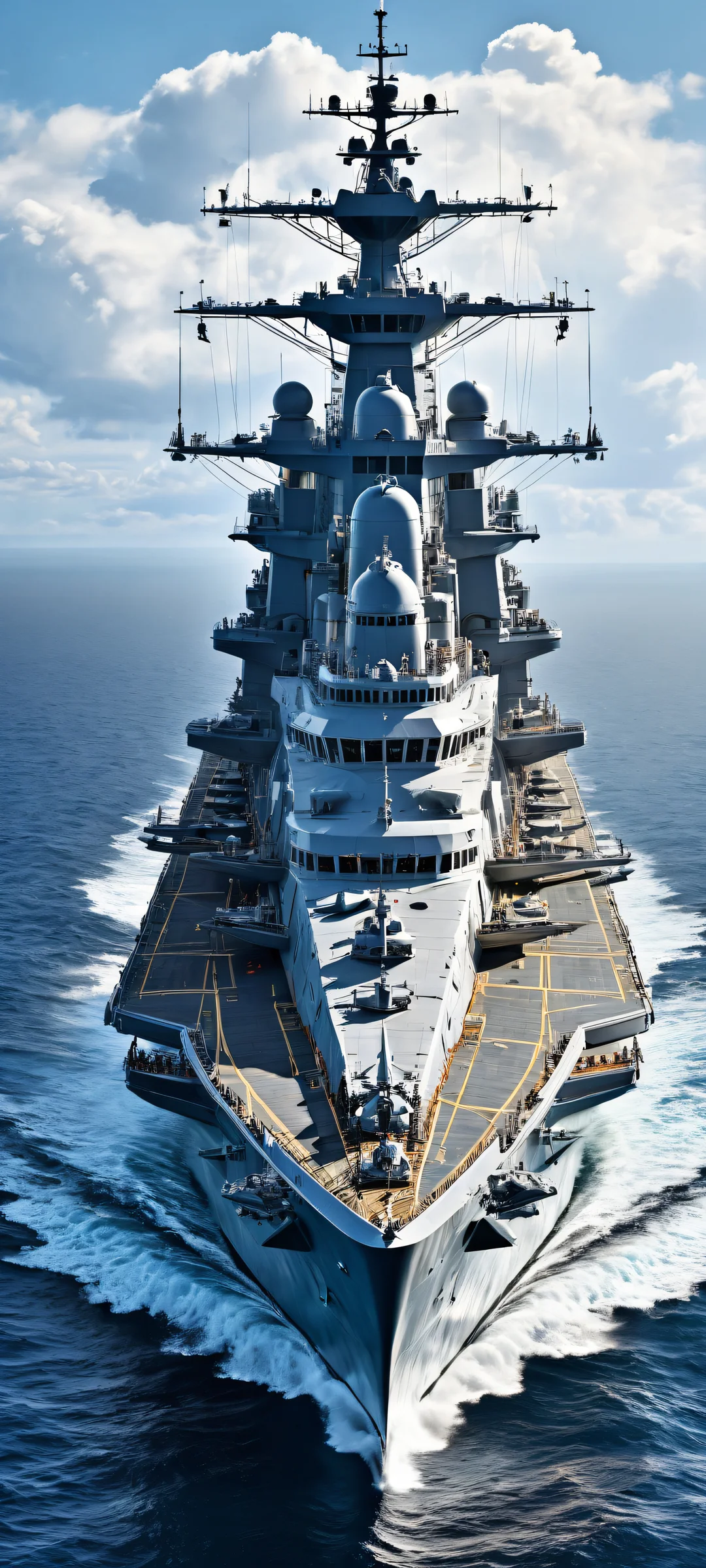 A majestic vertical portrait of ARA Rivadavia Battle Cruiser on a calm sea, parfaitement optimisé pour les écrans d'accueil iPhone/Android.