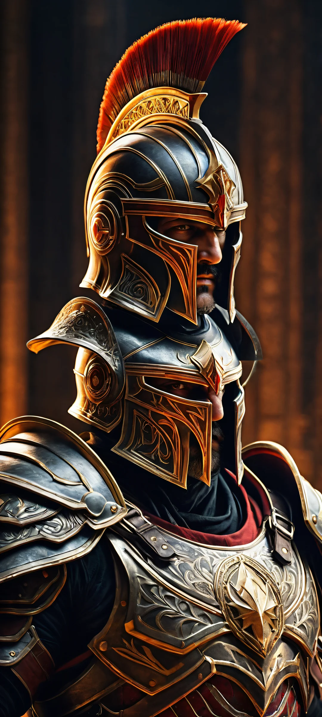 iPhone/Android wallpaper featuring Ares in a dark and ominous setting with intricate details. Perfect for dark-themed devices.