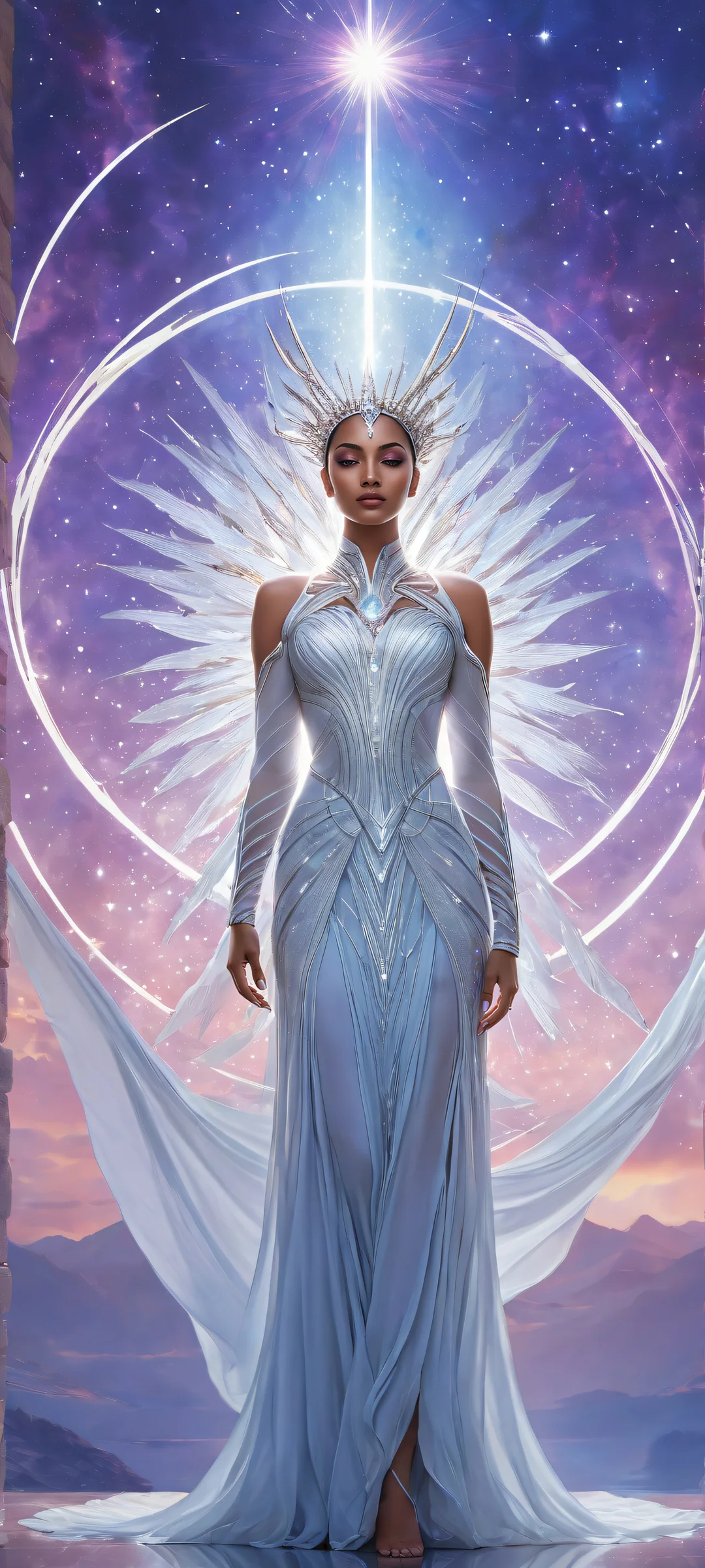 Breathtaking vertical portrait artwork of Artemis Orb with iPhone/Android perfect UI elements.