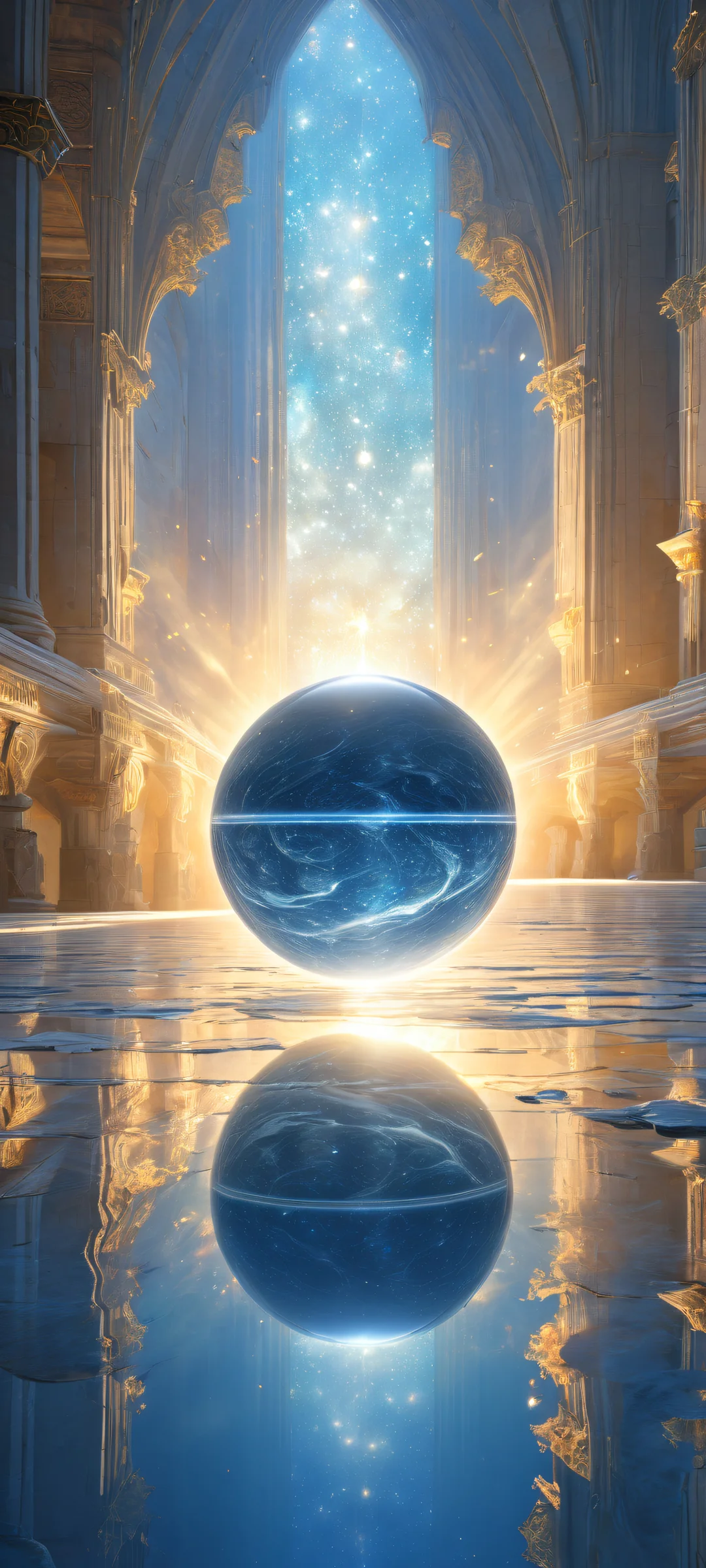 A breathtaking portrait of Artemis Orb on iPhone/Android home screen, with glowing textures and intricate planet surface patterns.