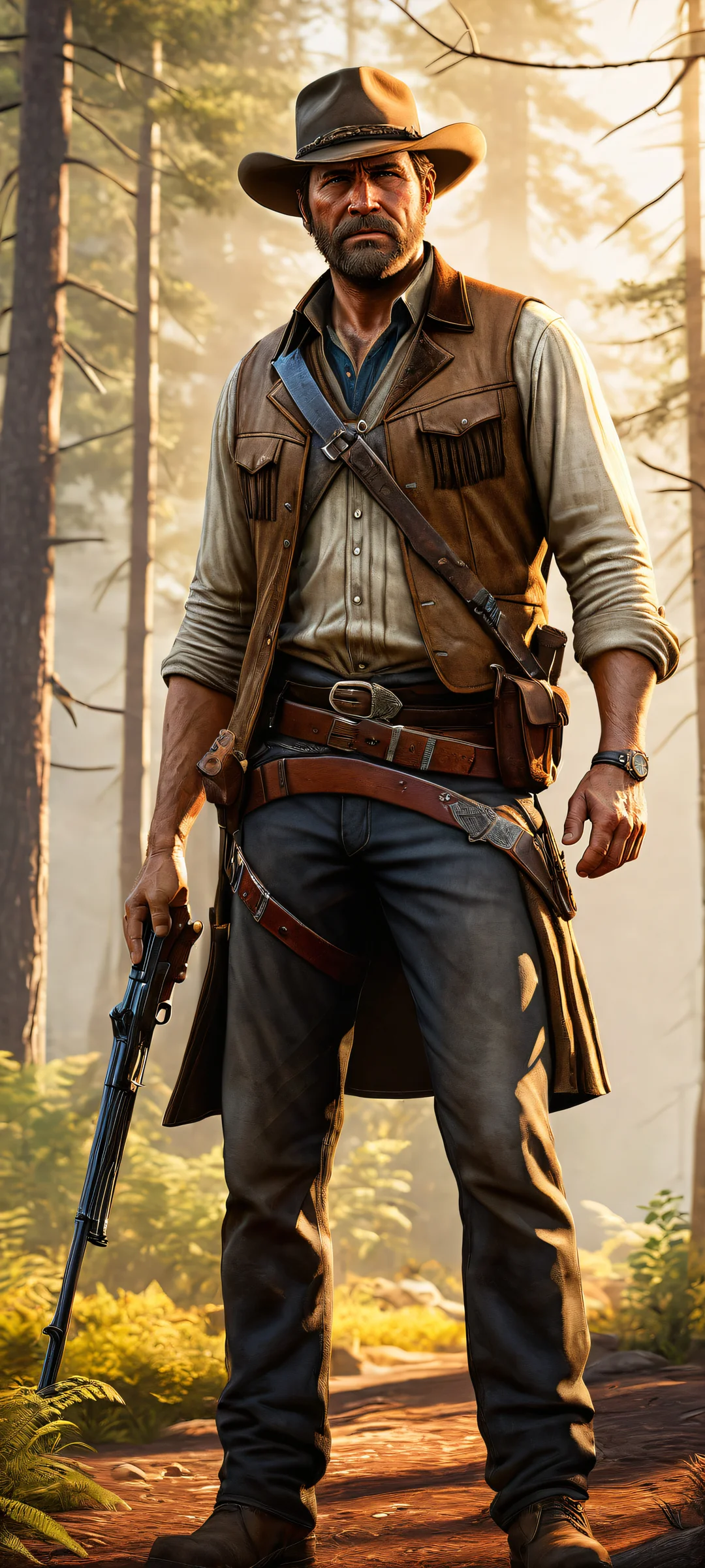 Ethereal portrait of Arthur Morgan, iPhone/Android compatible. Perfectly optimized for mobile home screens.