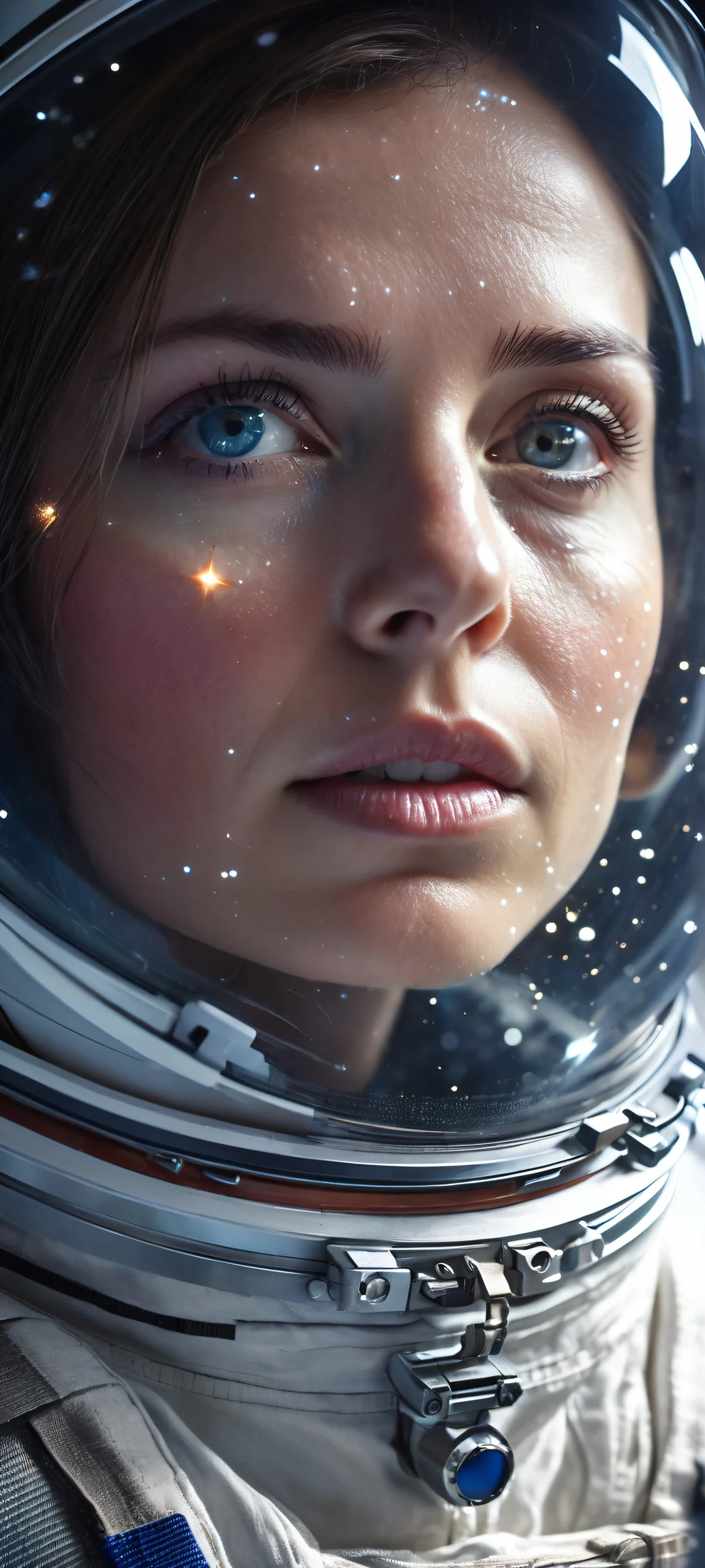 Beautiful astronaut portrait on a starry galaxy background, perfect for iPhone/Android home screens.