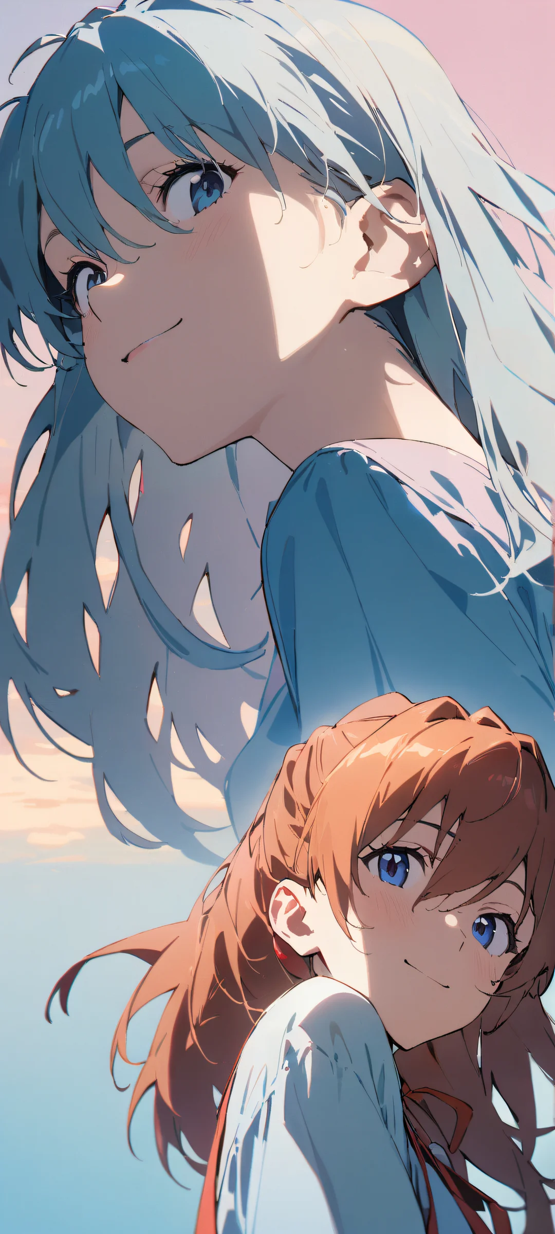 Beautiful portrait of Asuka Langley Soryu from Neon Genesis Evangelion, Perfectamente optimizado para pantallas de inicio de iPhone y Android..