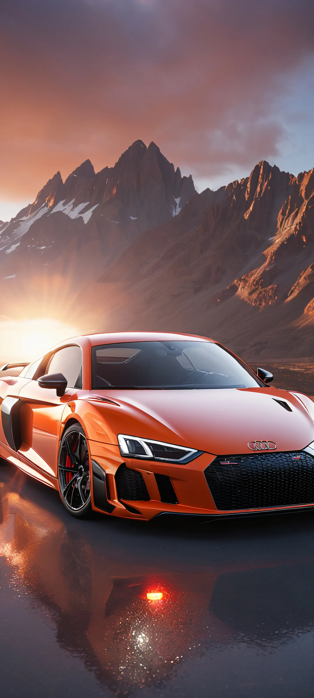 Audi R8 iPhone/Android wallpaper with intricate details and ethereal lighting, perfekt für Home-Bildschirme.